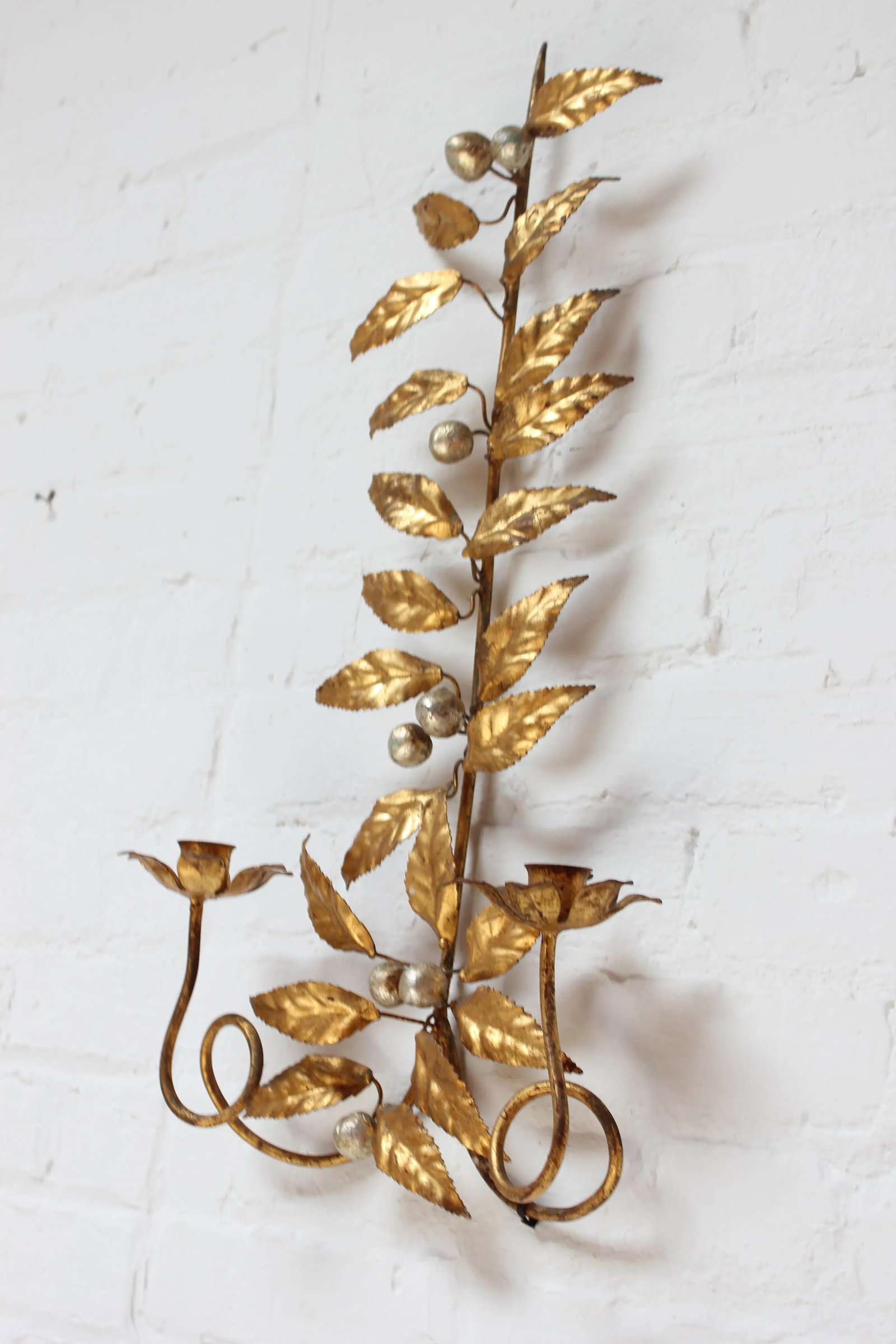 Vintage Italian Gilt Tole Florentine Sconce / Candleholder - 4