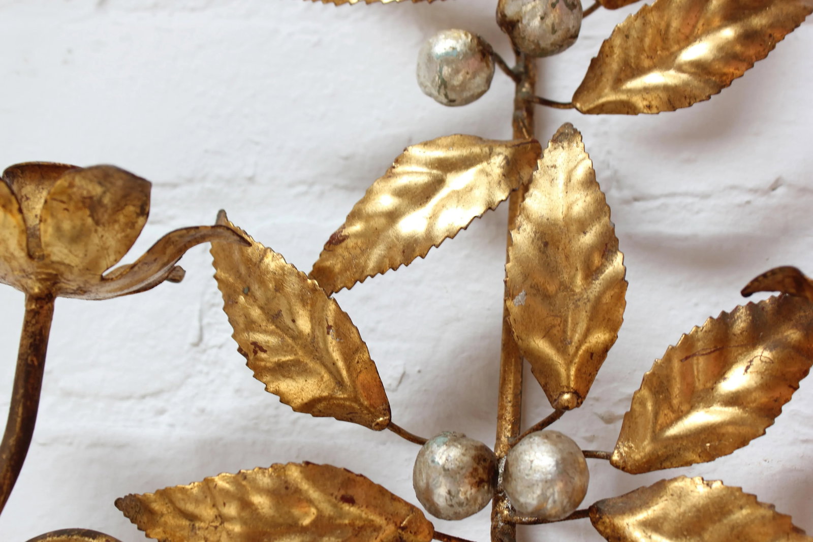 Vintage Italian Gilt Tole Florentine Sconce / Candleholder - 7