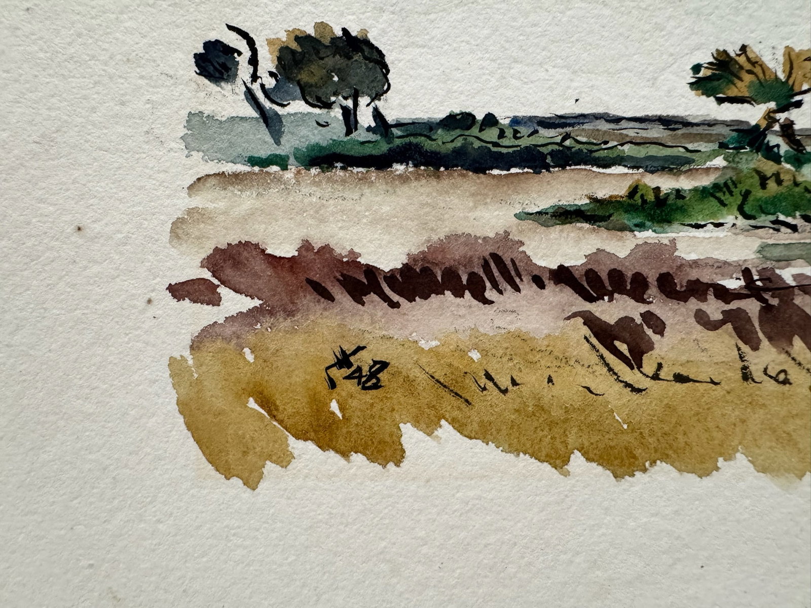 Henry Emil Salloch Original Watercolor on Paper Coastal Marsh Landscape, 1948. - 6