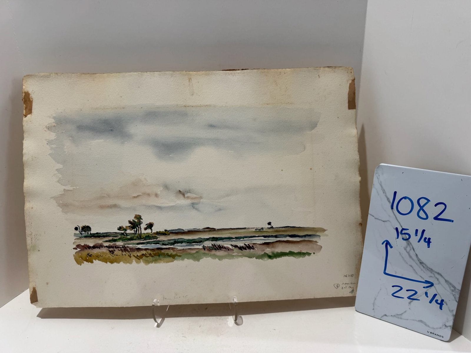 Henry Emil Salloch Original Watercolor on Paper Coastal Marsh Landscape, 1948. - 8