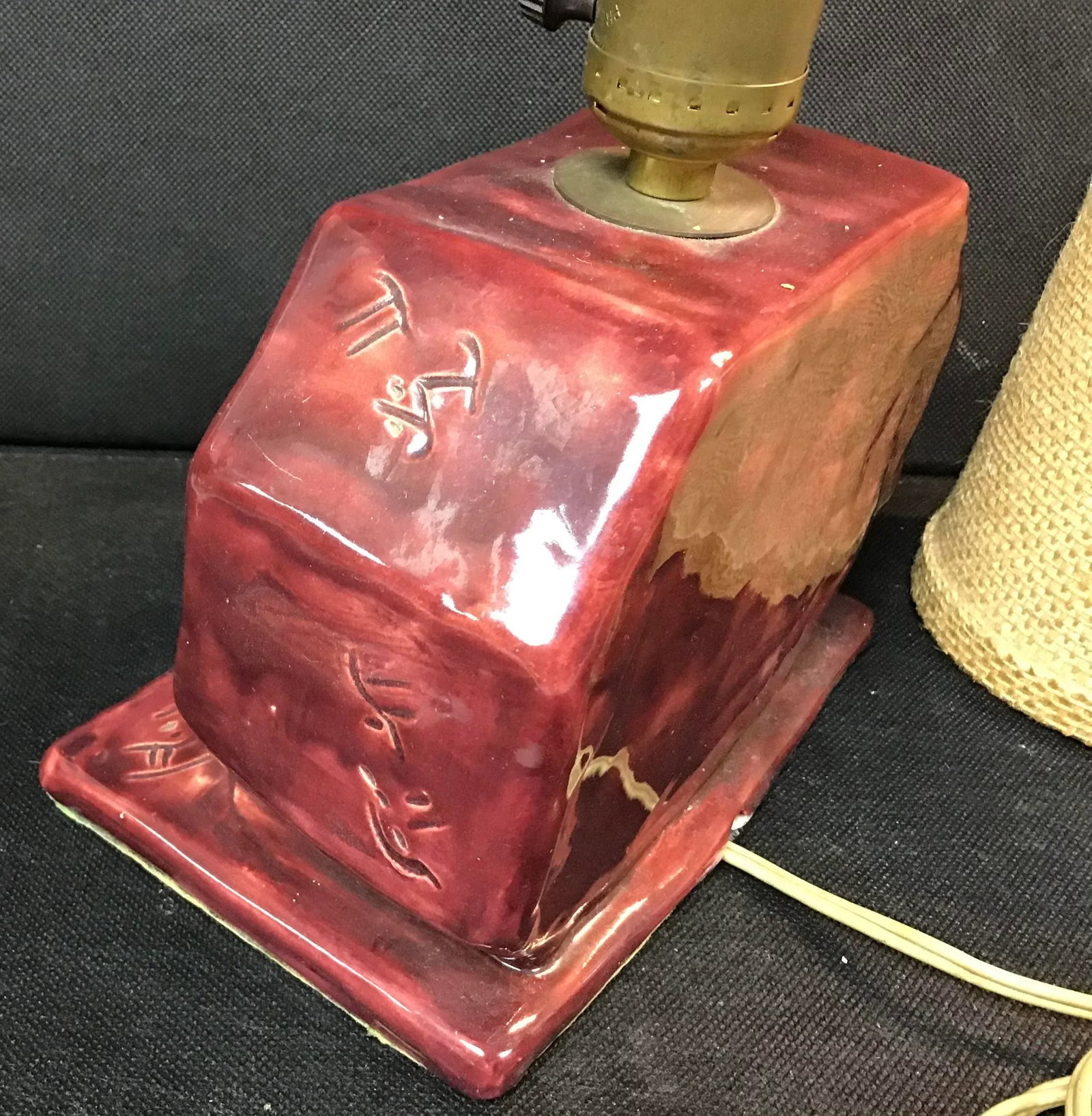 Mid Century Glazed Pottery Cat Lamp - 5