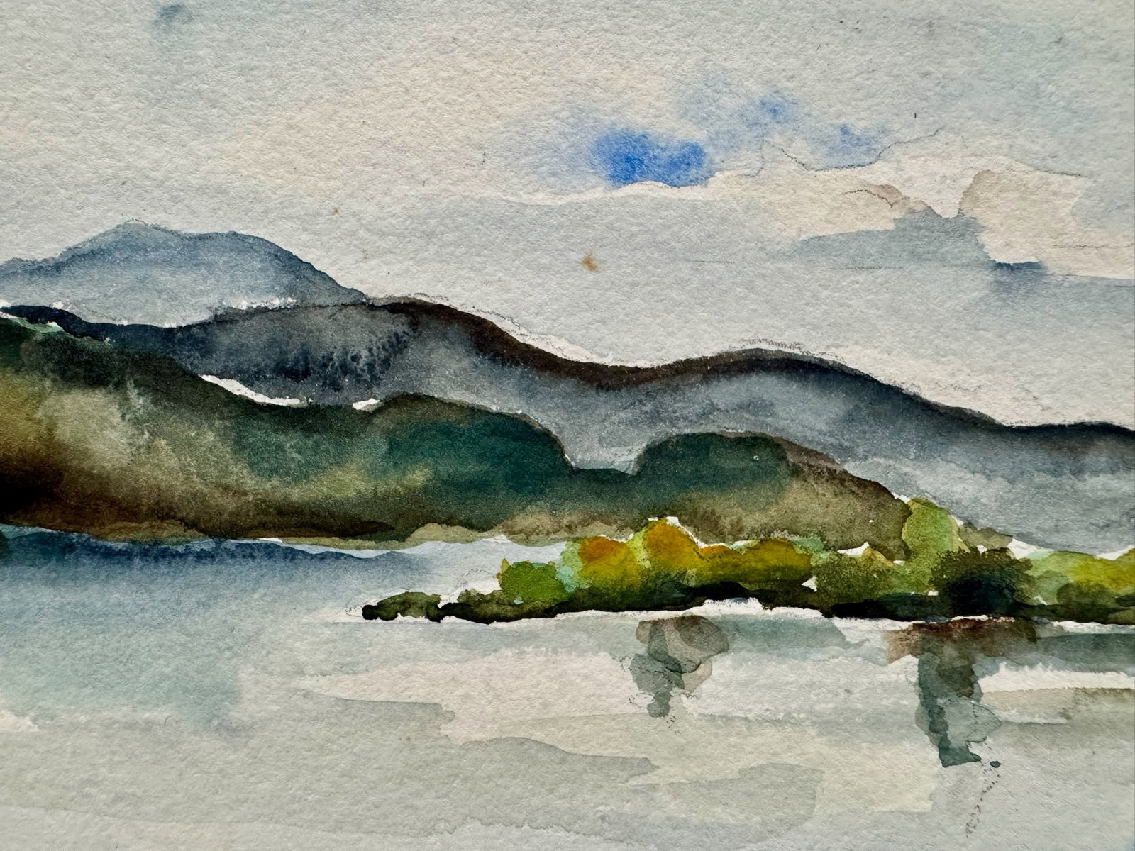 Henry Emil Salloch Original Watercolor on Paper Impressionist Lake Landscape, 1946 - 3