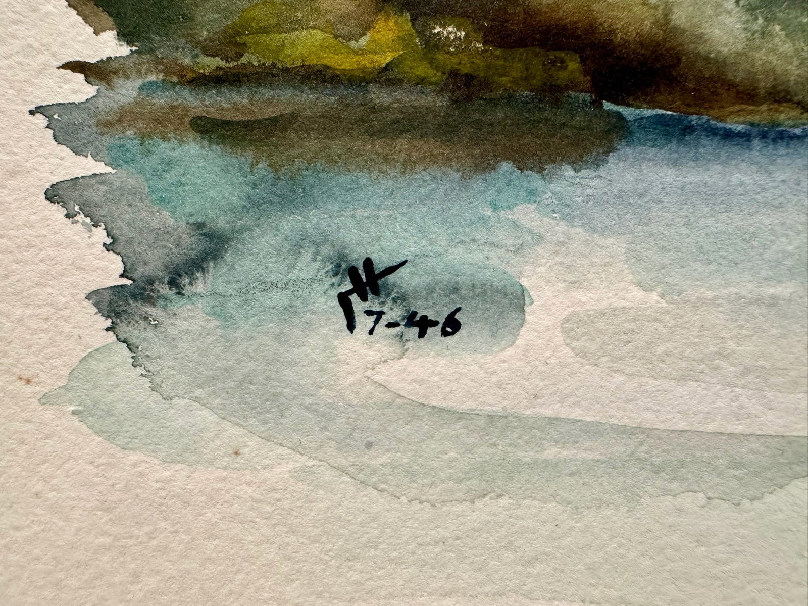 Henry Emil Salloch Original Watercolor on Paper Impressionist Lake Landscape, 1946 - 5