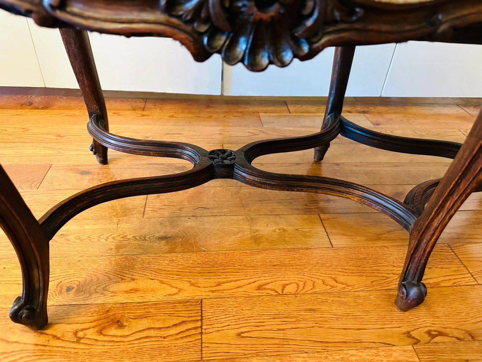 French Country Provincial Louis XV Style 6 Legs Bench - 7
