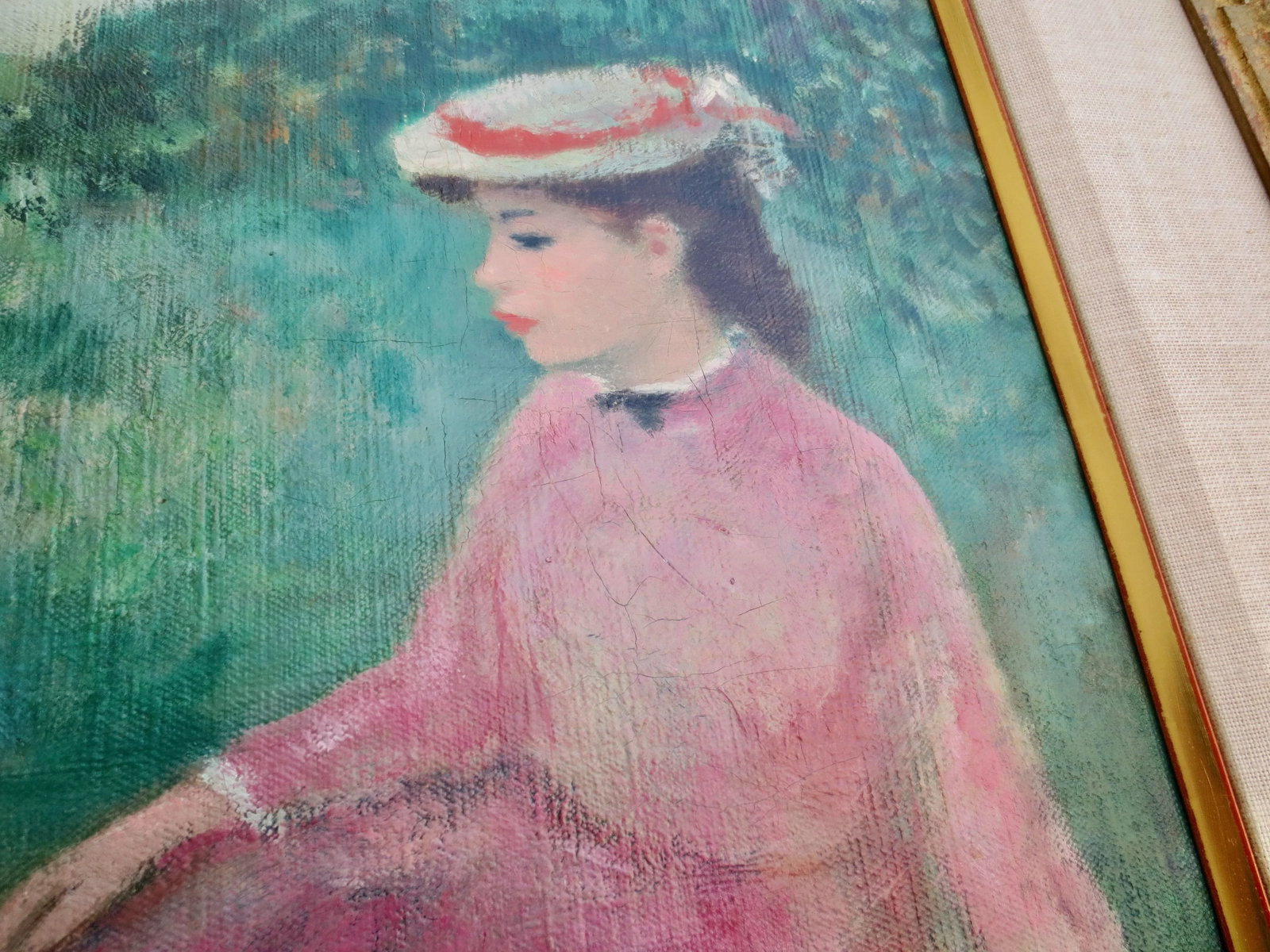 Francois Gall Painting "Woman on the Grass" Circa 1970s' - 2