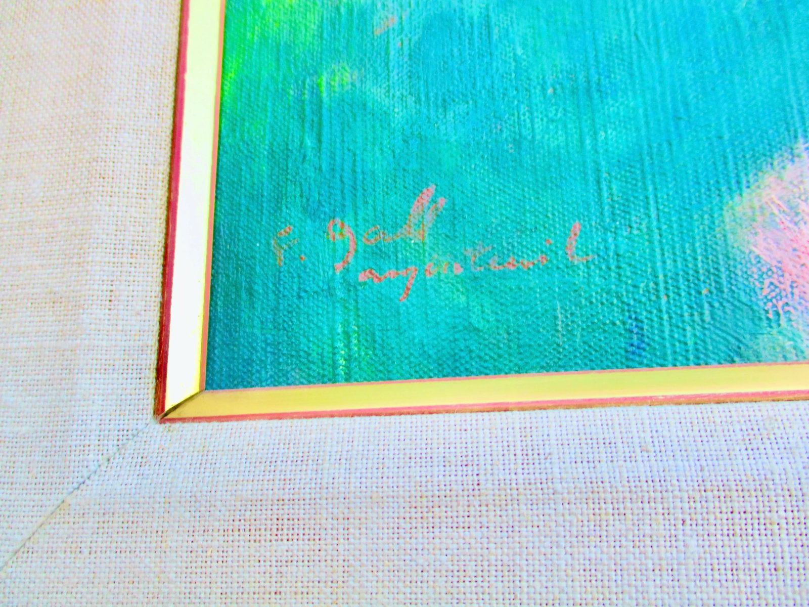 Francois Gall Painting "Woman on the Grass" Circa 1970s' - 4