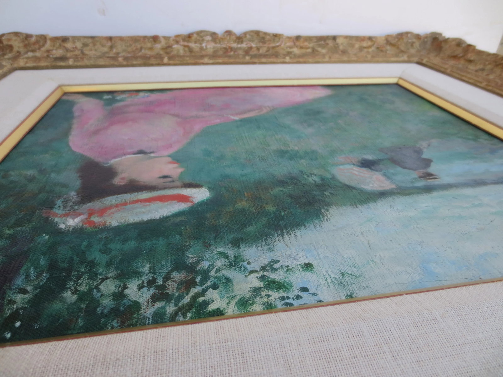 Francois Gall Painting "Woman on the Grass" Circa 1970s' - 7
