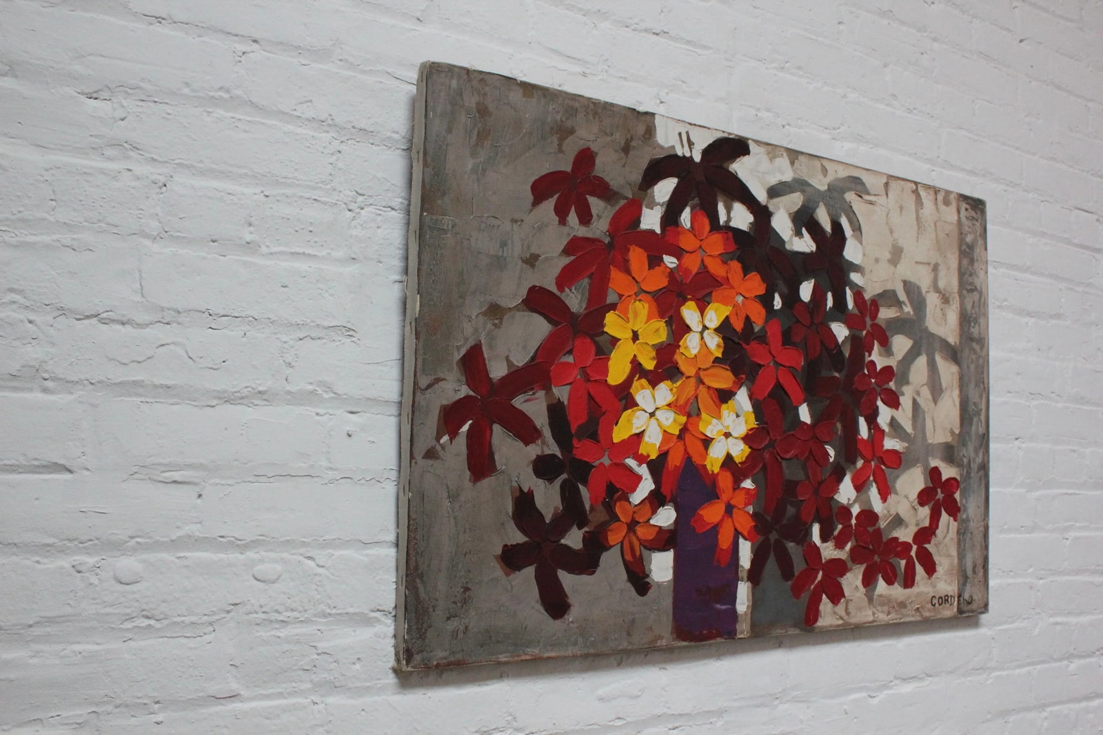 Abstract "Flower Arrangement" Acrylic on Canvas Signed Cordero - 2