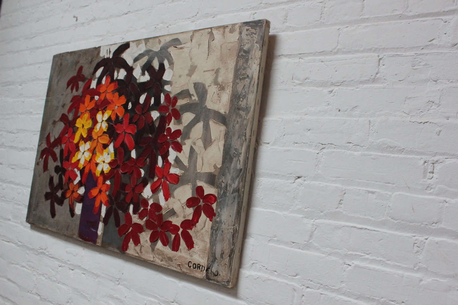 Abstract "Flower Arrangement" Acrylic on Canvas Signed Cordero - 3