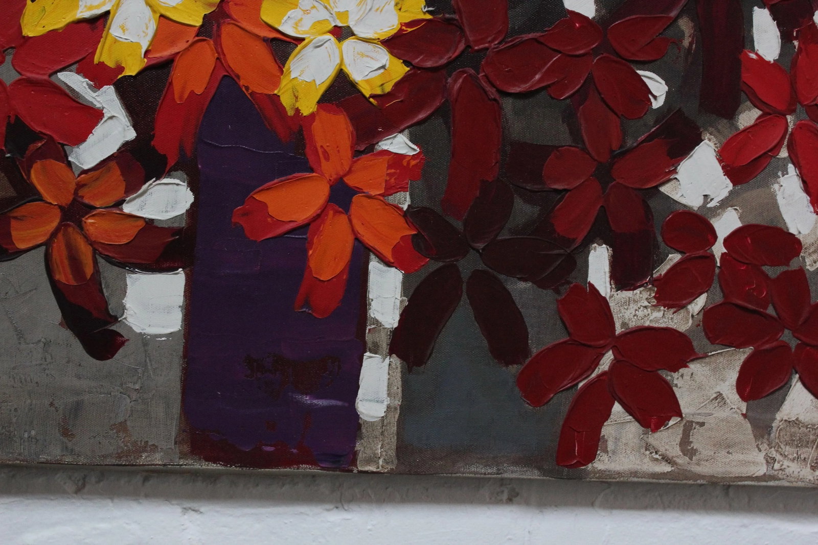 Abstract "Flower Arrangement" Acrylic on Canvas Signed Cordero - 9