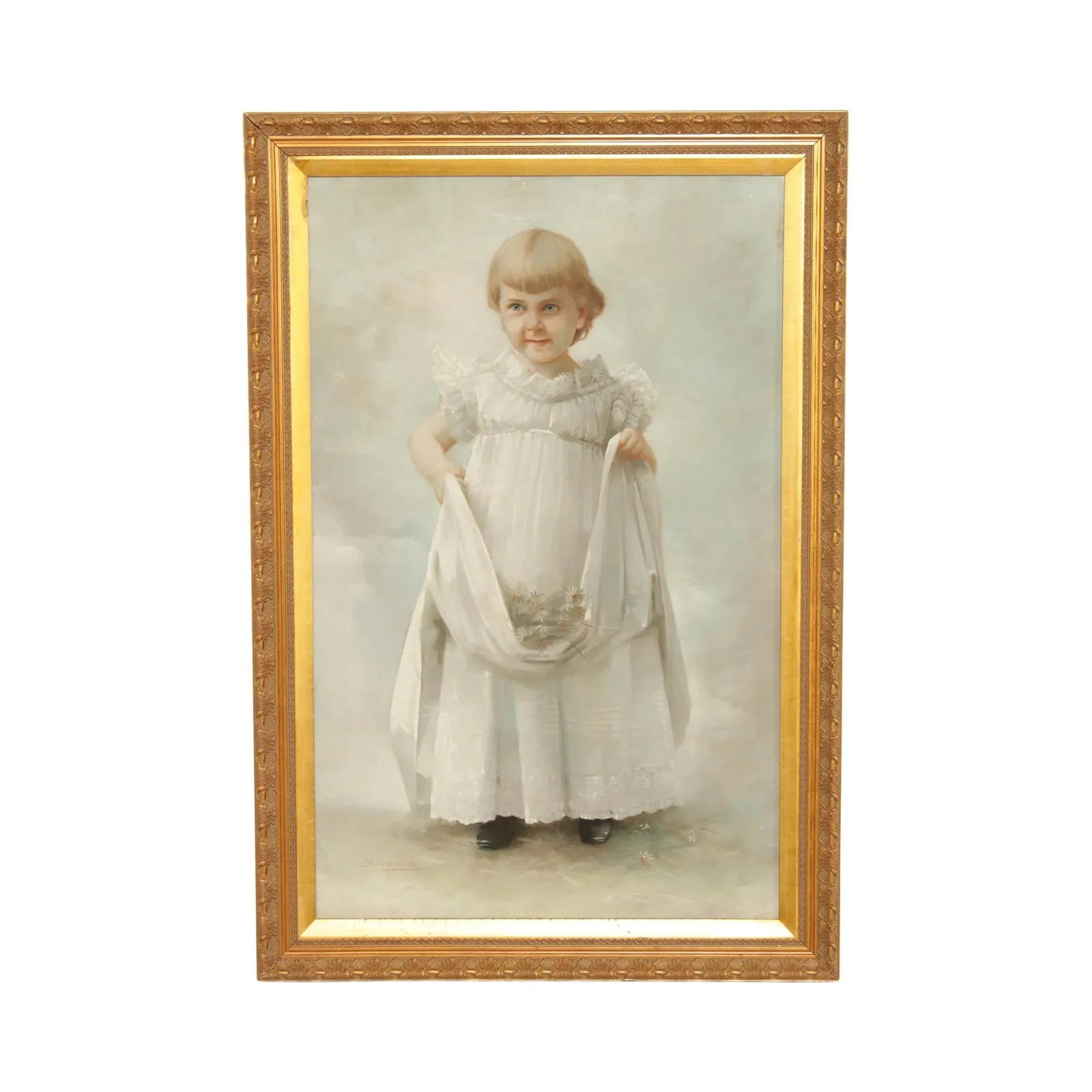 Antique 19th Century American Portrait Young Girl Pastel Drawing, By Daniel Shepard - 13
