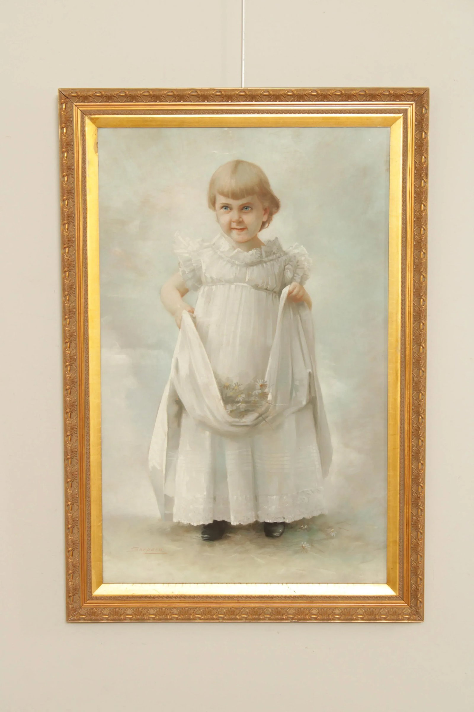 Antique 19th Century American Portrait Young Girl Pastel Drawing, By Daniel Shepard - 2