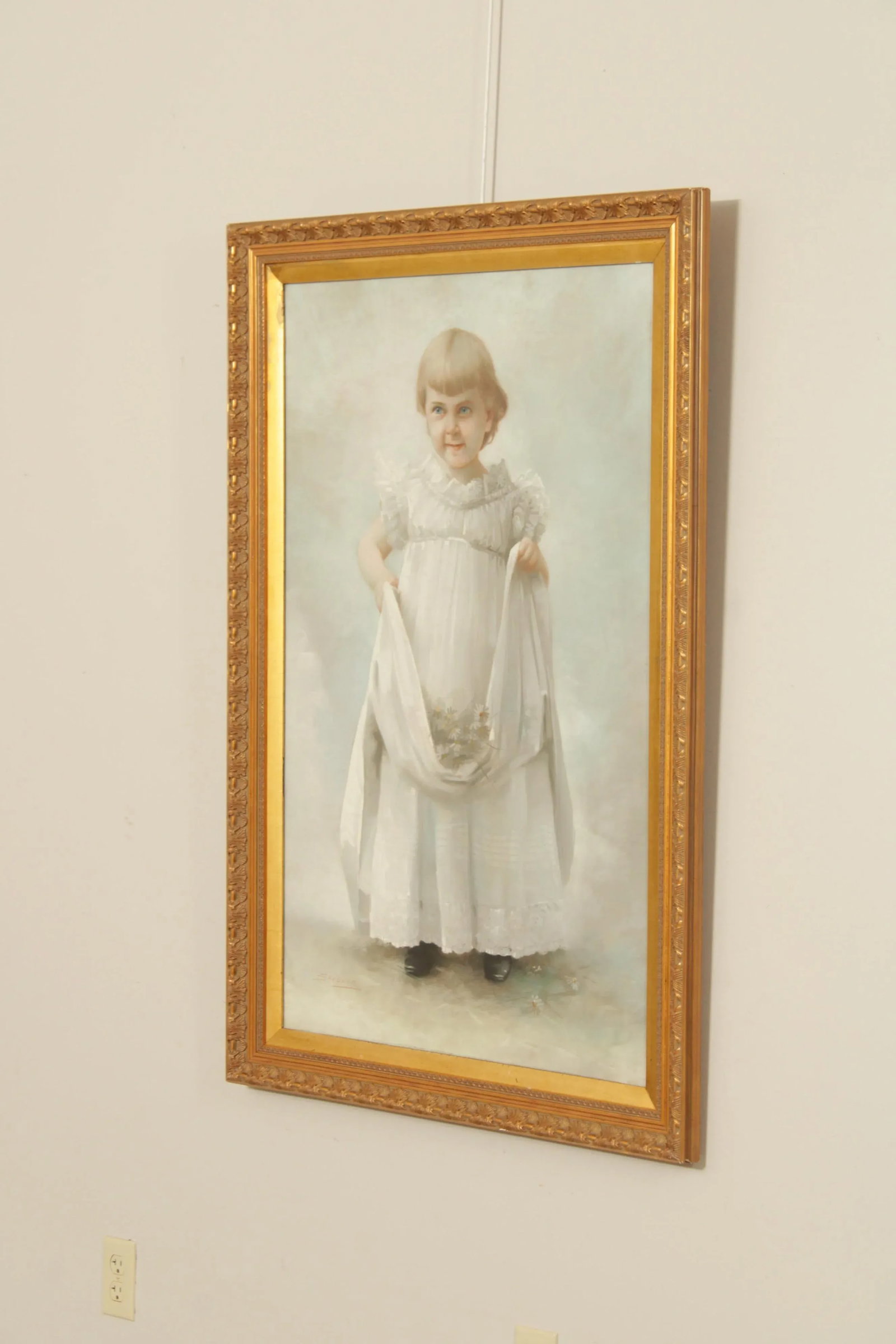 Antique 19th Century American Portrait Young Girl Pastel Drawing, By Daniel Shepard - 3