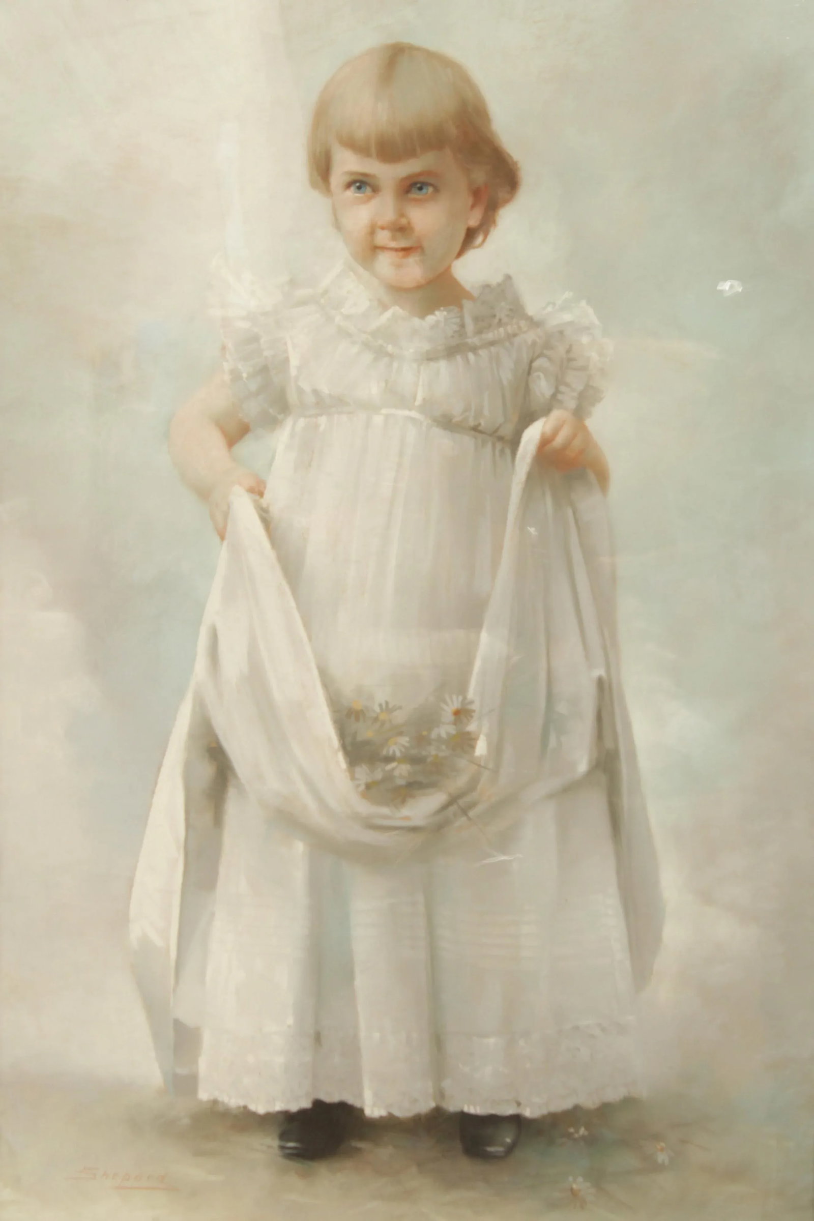 Antique 19th Century American Portrait Young Girl Pastel Drawing, By Daniel Shepard - 7