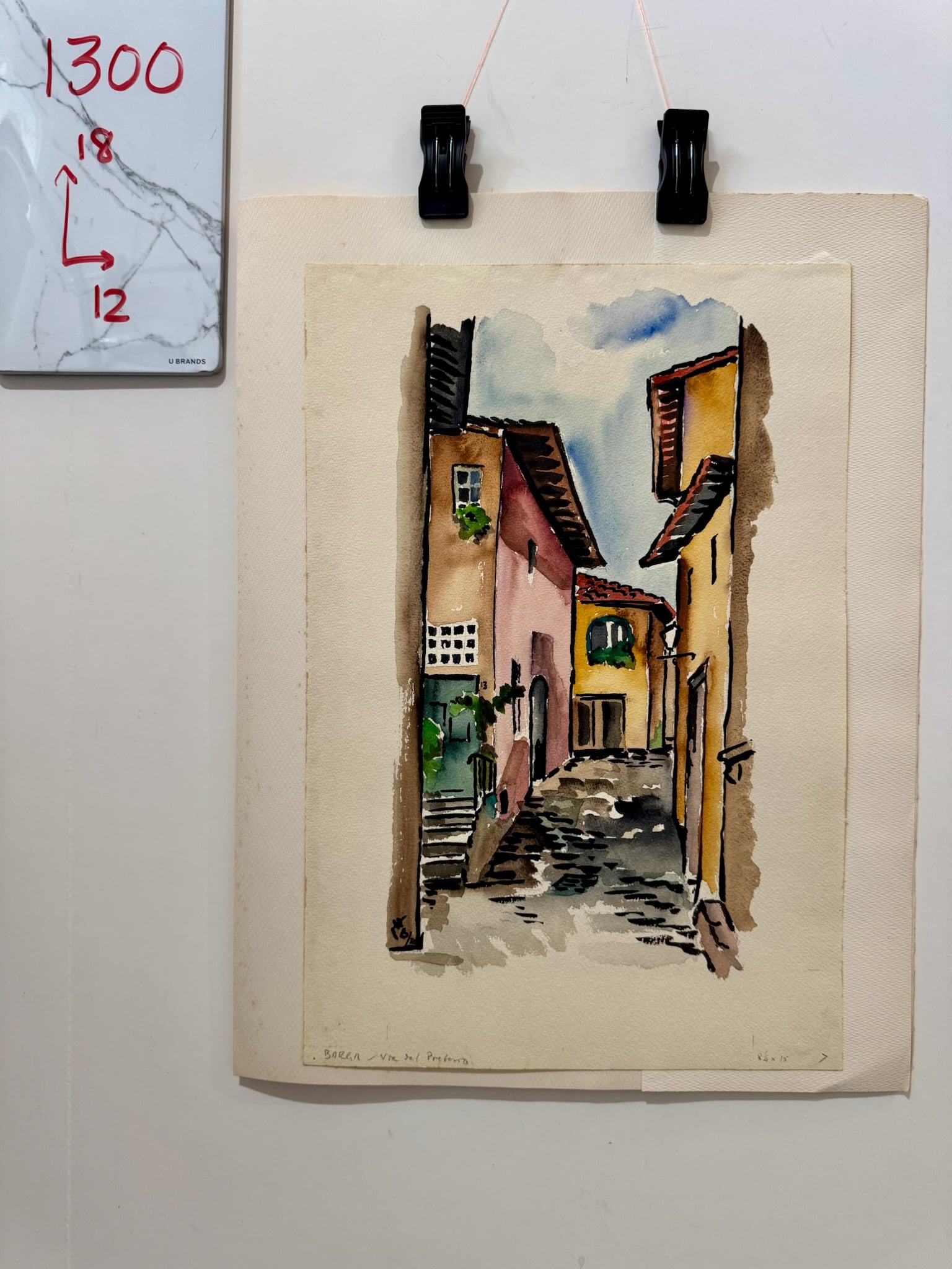 Henry Emil Salloch Original Watercolor on Paper via Del Pretorio, Barga, Italy. 1970. - 7