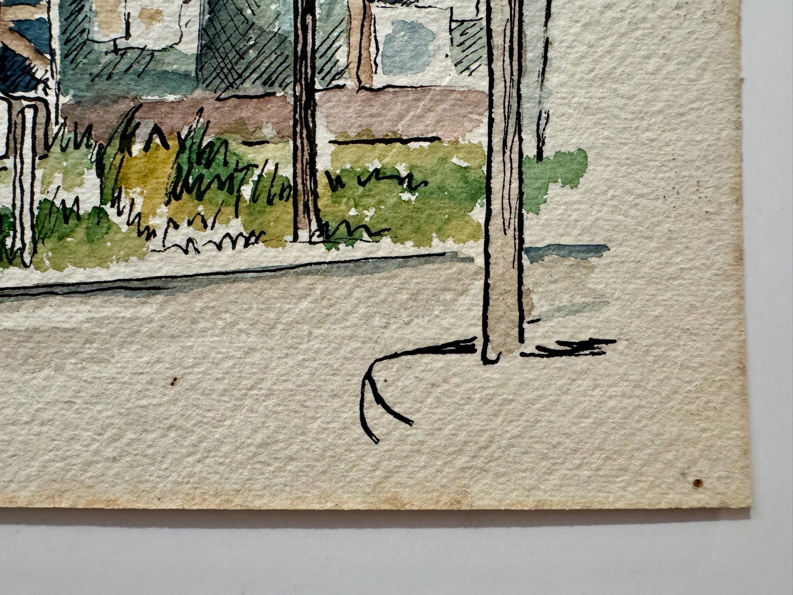 Henry Emil Salloch Original Watercolor on Paper Urban Streetscape Sketch. - 4