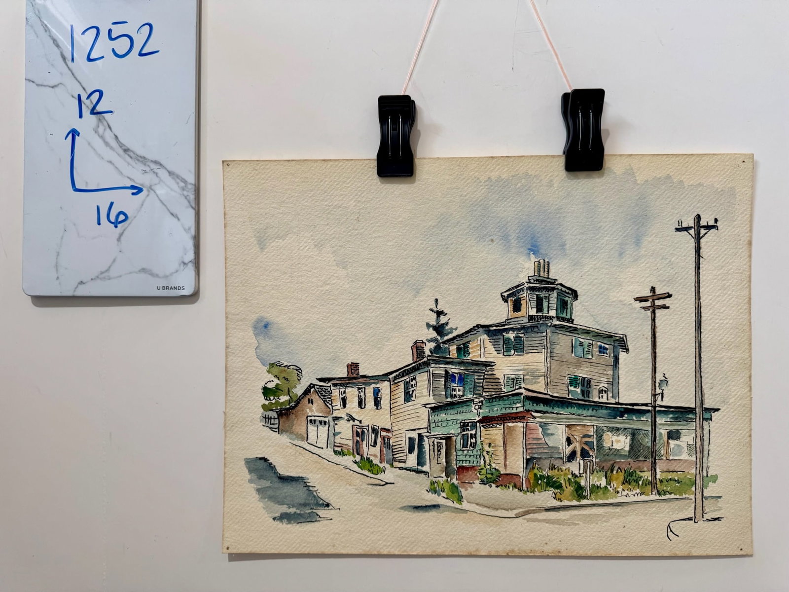 Henry Emil Salloch Original Watercolor on Paper Urban Streetscape Sketch. - 6