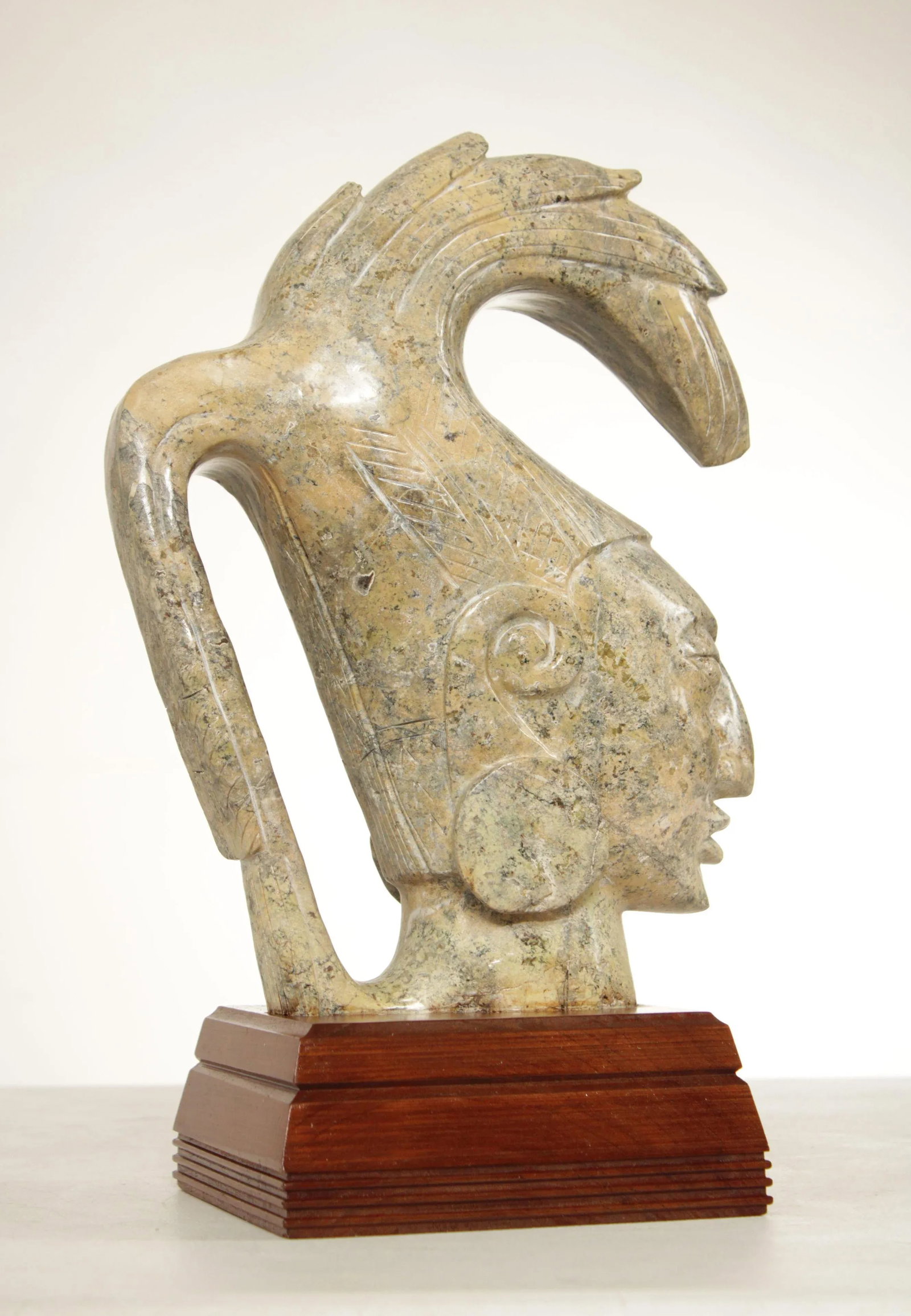Central American Stone Carved Bust Sculpture - 4