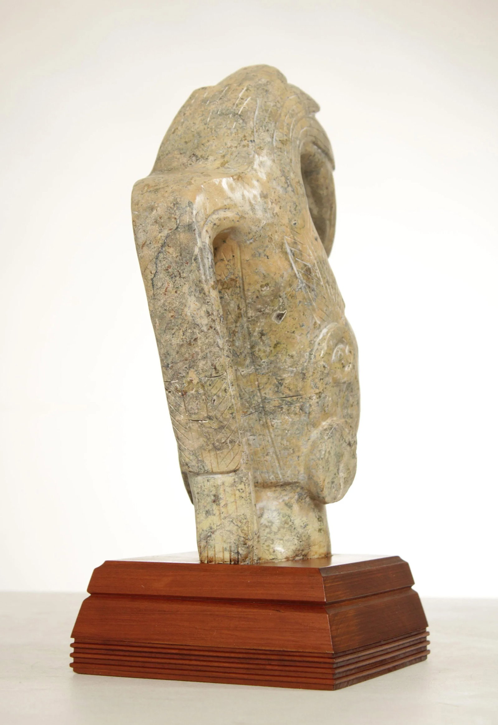 Central American Stone Carved Bust Sculpture - 5