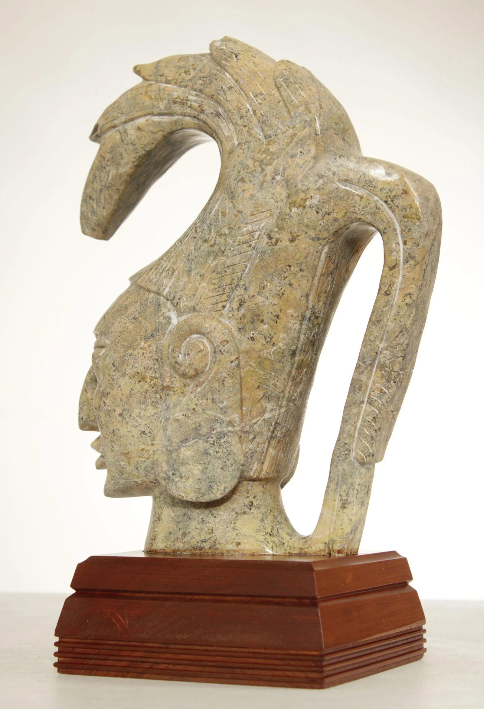 Central American Stone Carved Bust Sculpture - 6