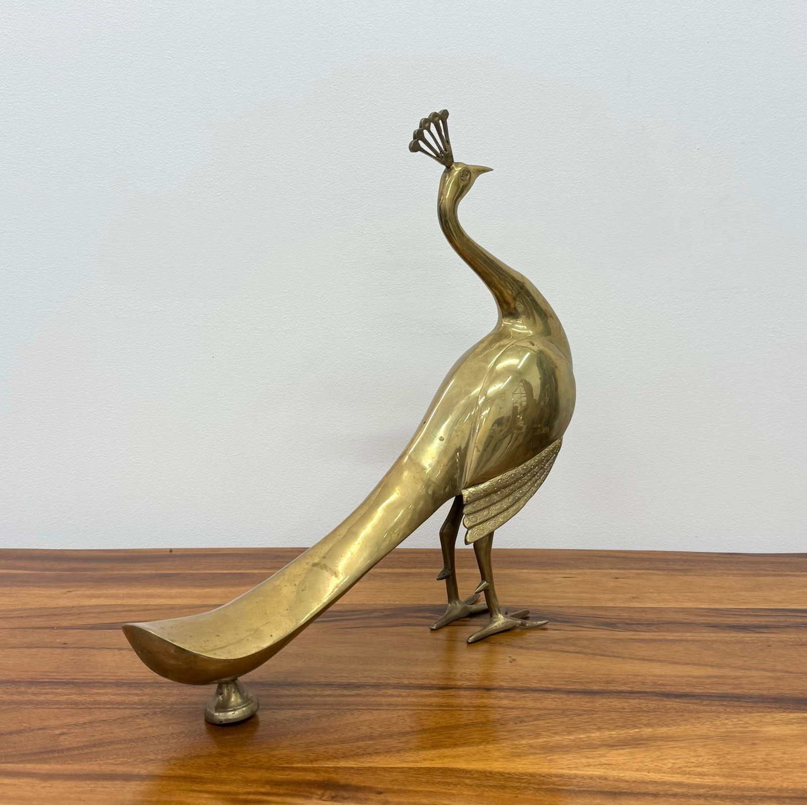 Vintage Polished Brass Peacock - 4
