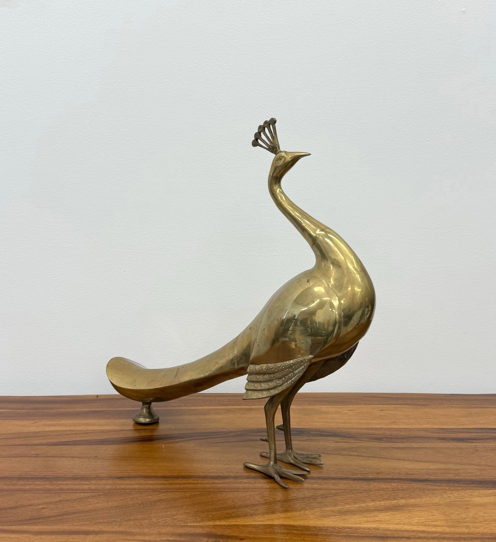 Vintage Polished Brass Peacock - 5