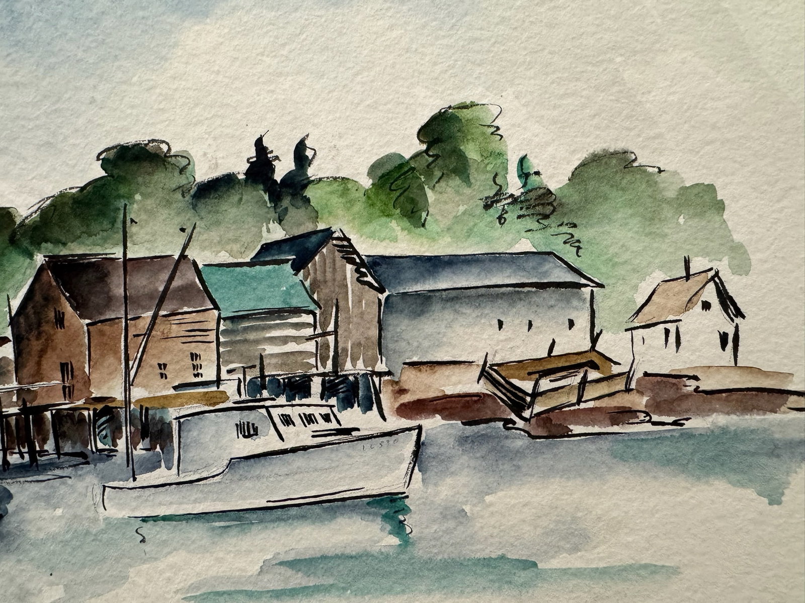 Henry Emil Salloch Original Watercolor on Paper Stonington, Maine. 1950. - 3