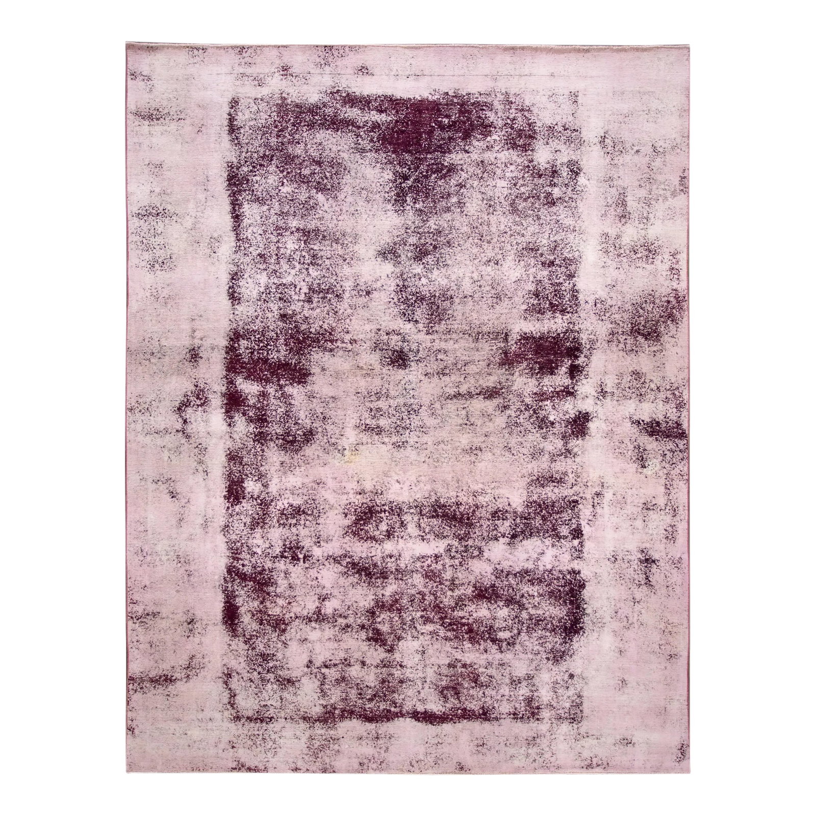Vintage Overdyed Handmade Purple Wool Rug: Beautiful Vintage Overydyed hand-knotted Purple Wool Rug. This rug has an all-over abstract distress design. This rug measures 9' x 11' 11" Circa 1920 Condition: Alterations: Original Condition