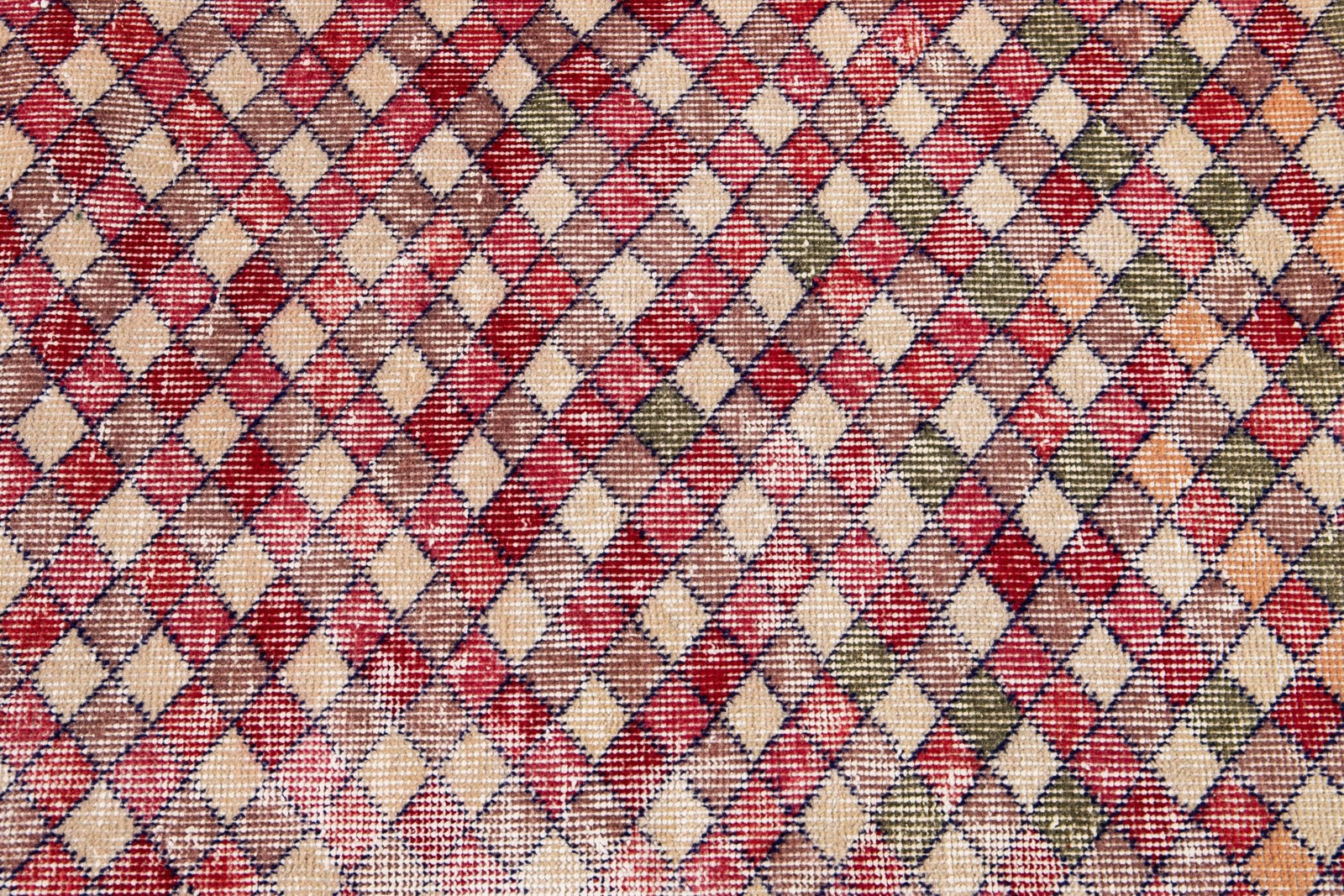 Vintage Art Deco Handmade Red Geometric Wool Runner - 5