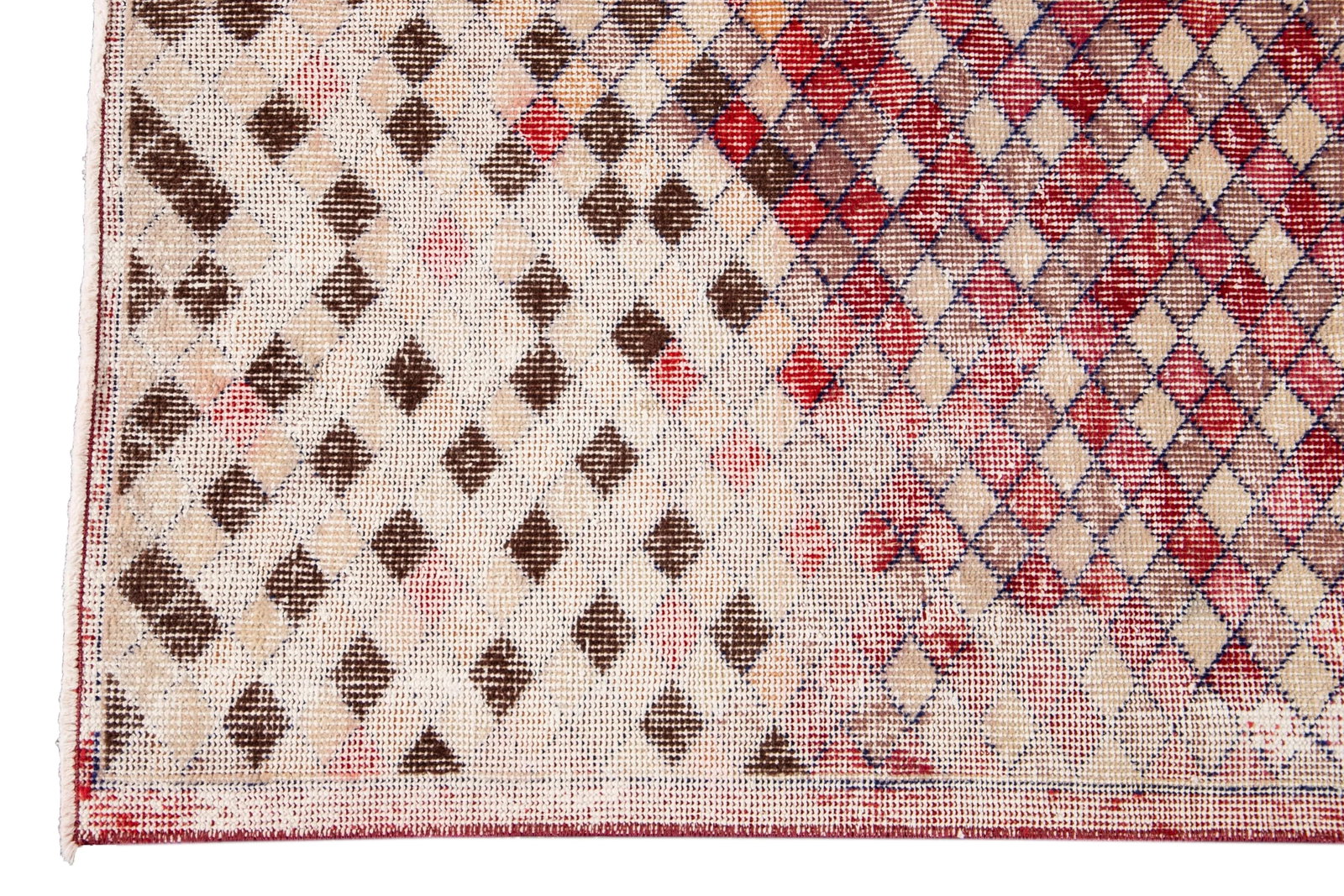 Vintage Art Deco Handmade Red Geometric Wool Runner - 6