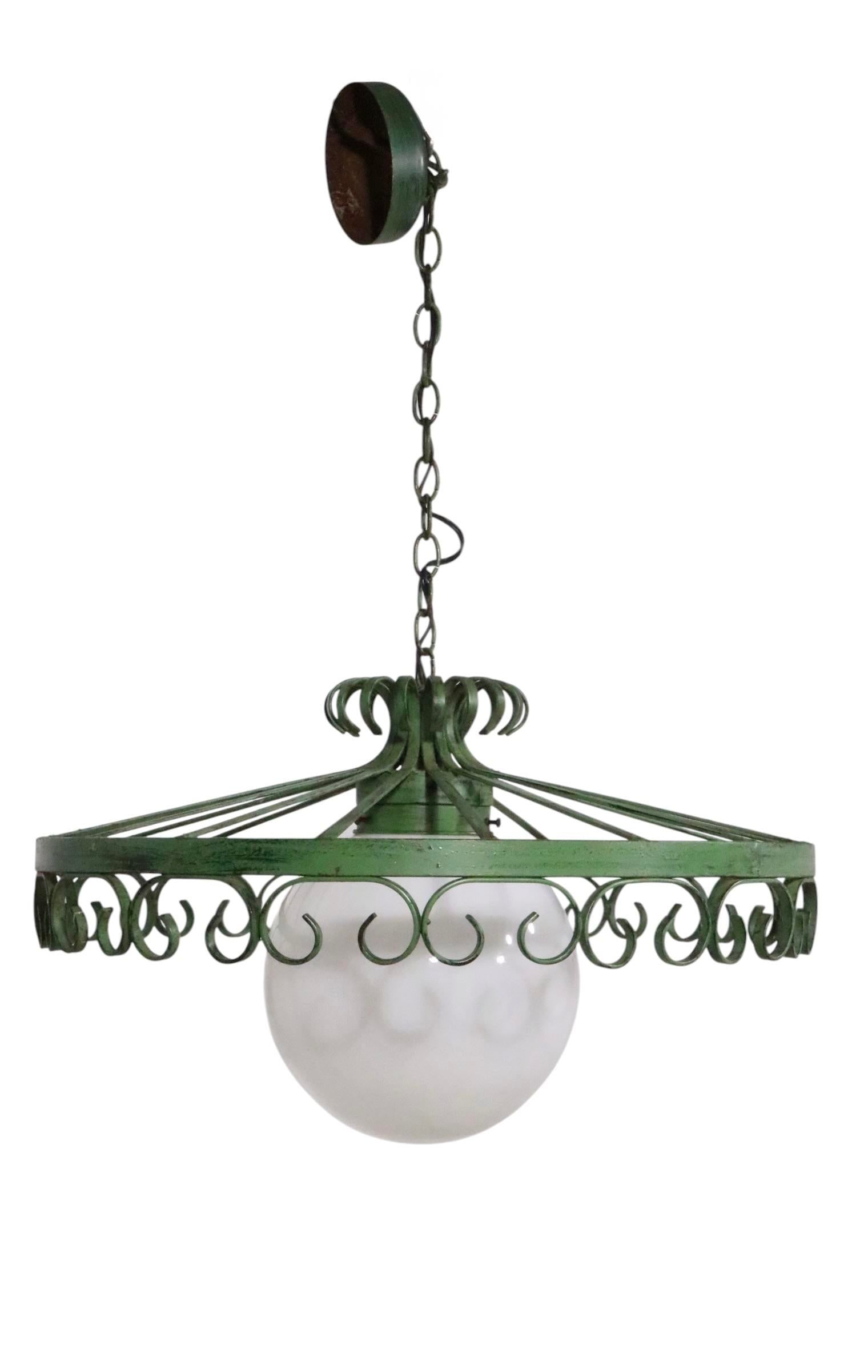1970s Brutalist Spanish Style Wrought Iron Chandelier After Umanoff - 2