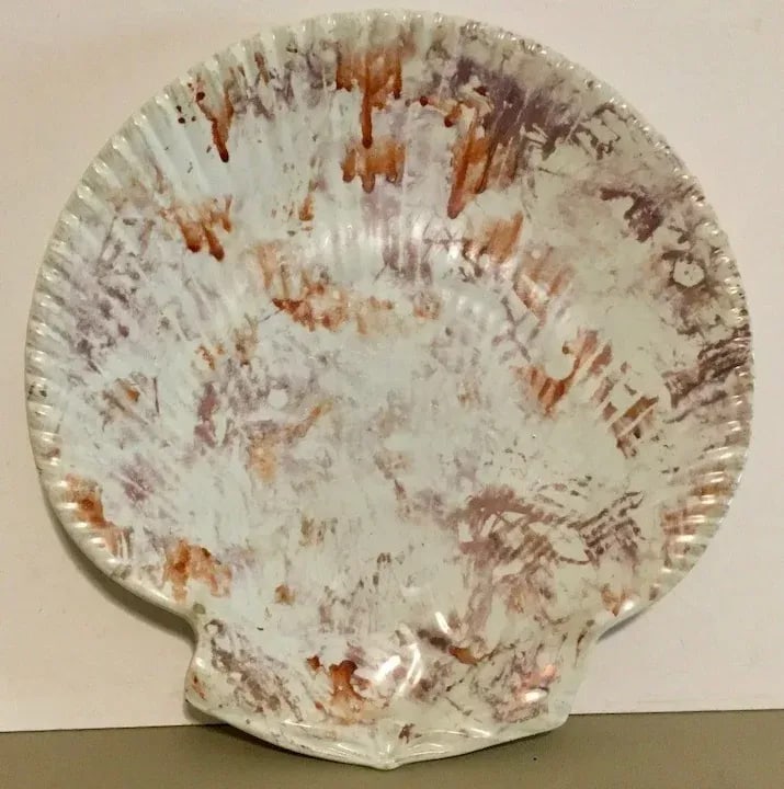 Antique 19th Century Wedgwood Conchology Pink Moonlight Luster Pearlware Scallop Sea Shell Plate - 2