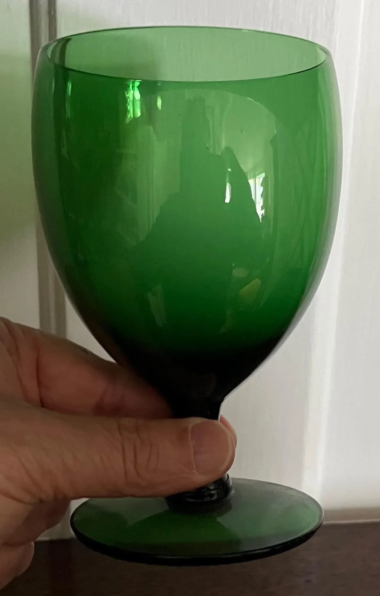 Anglo Irish Emerald Green White Wine Glasses or Water Goblets - a Set of 7 - 5