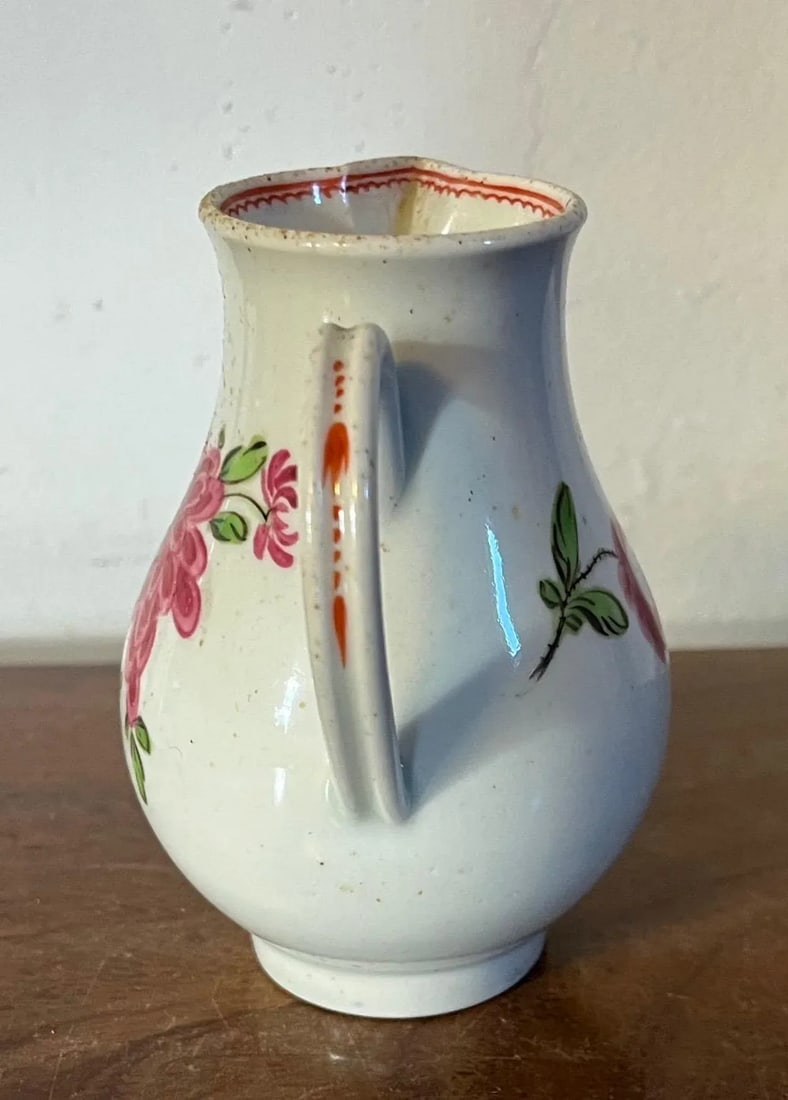 Antique 18th Century Chinese Export Porcelain Sparrow Beak Cream Jug in Famille Rose Glaze - 3