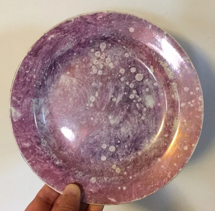 1810 Antique English Wedgwood Creamware Pink Moonlight Luster Plate - 4