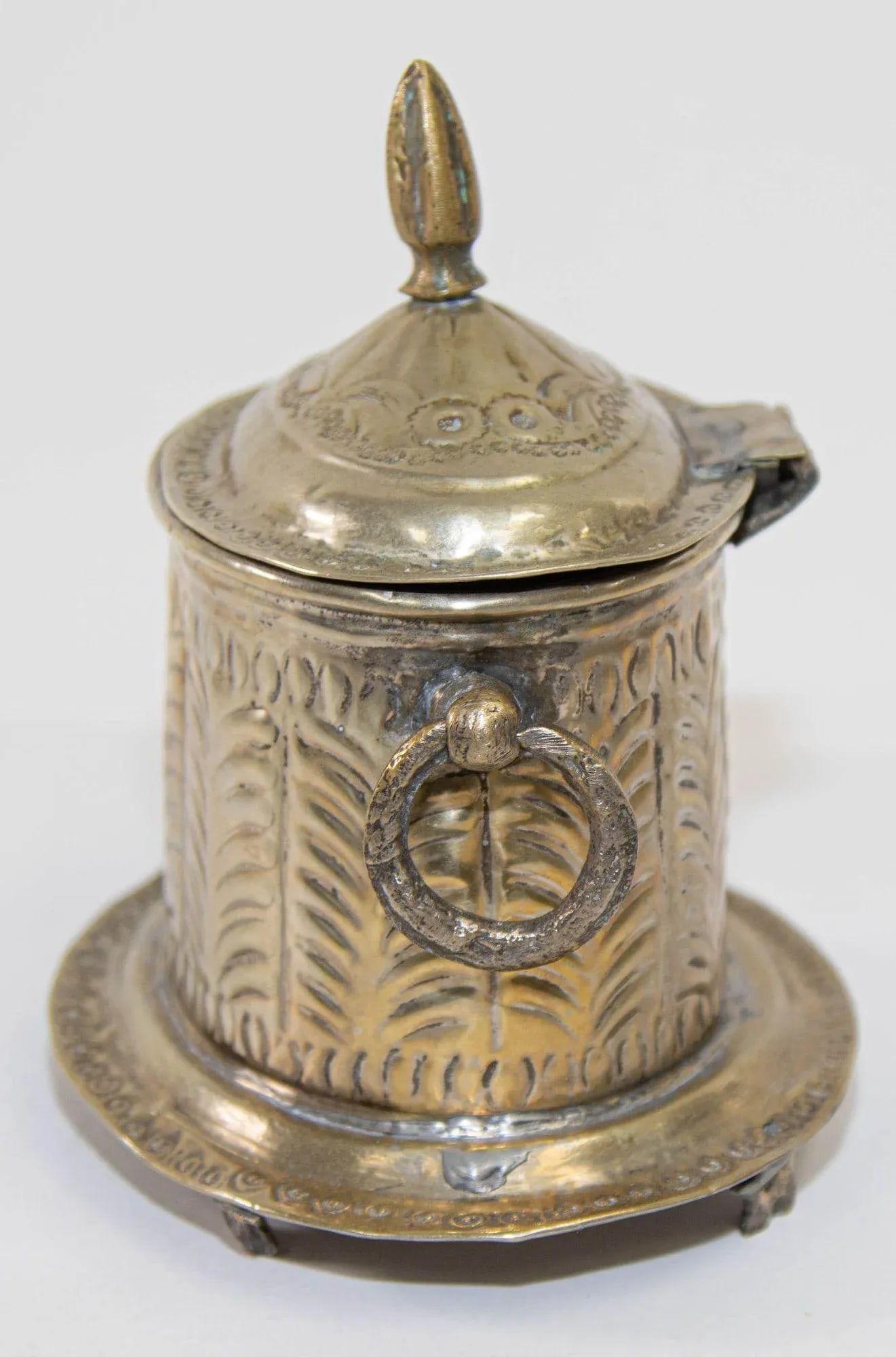 Antique Moroccan Silver Plated Tea Caddy Footed Candy Box - 5