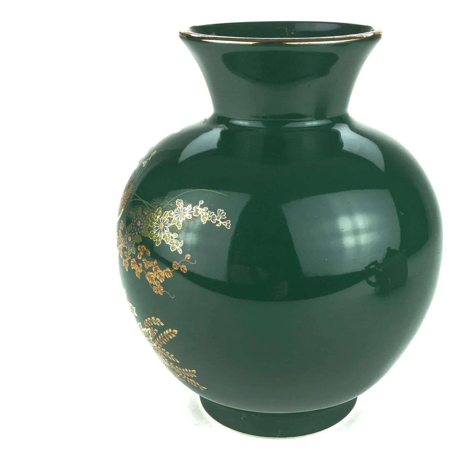 Peacock Decorated Round Porcelain Vase Made in Japan - 3