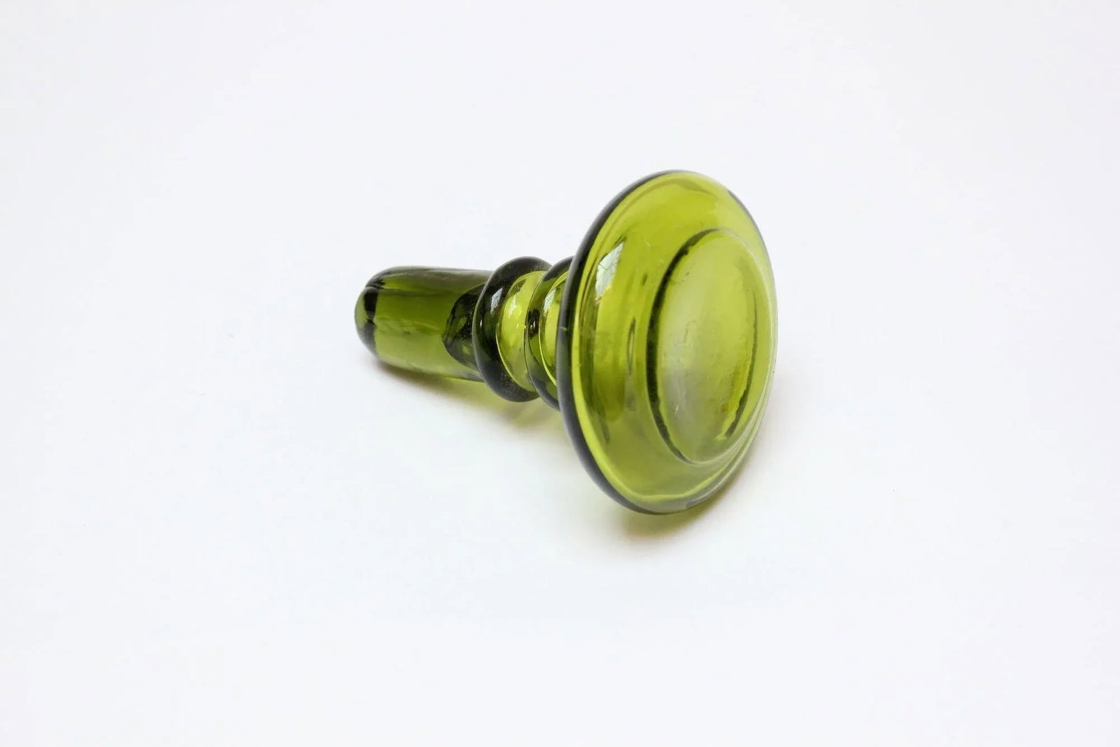 Vintage Chartreuse Green Blown Glass Decanter With Stopper - 8