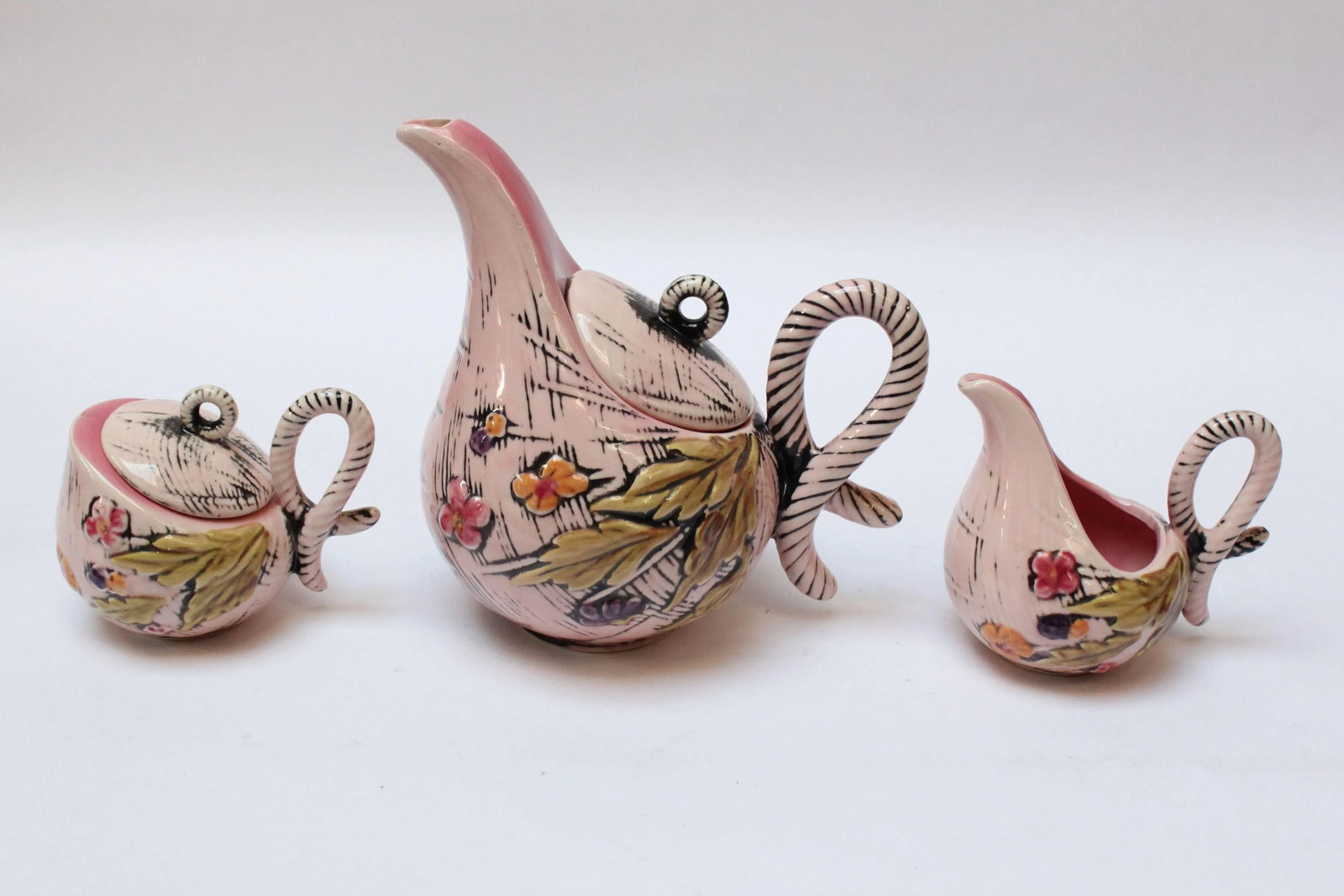 1950s Hull Pottery "Blossom Flite" Tea Service- 3 Pieces - 13