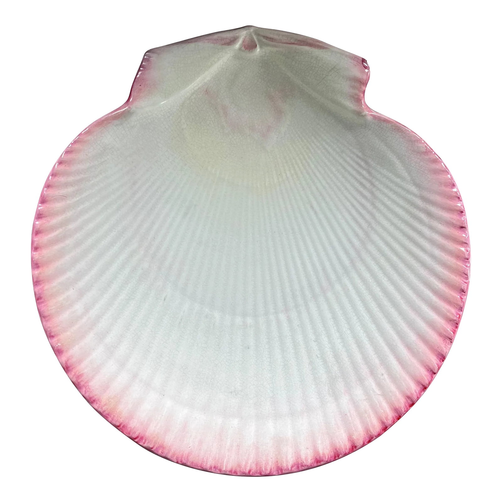 Antique 19th Century Wedgwood Pink Nautilus Pearlware Scallop Shell Dessert Dish or Plate: Antique 19th century Wedgwood pink nautilus pearlware scallop shell plate. Measures 8 5/8" x 8 1/2". Fully marked on the back. Good condition - very small flake on the back of the upper left corner -