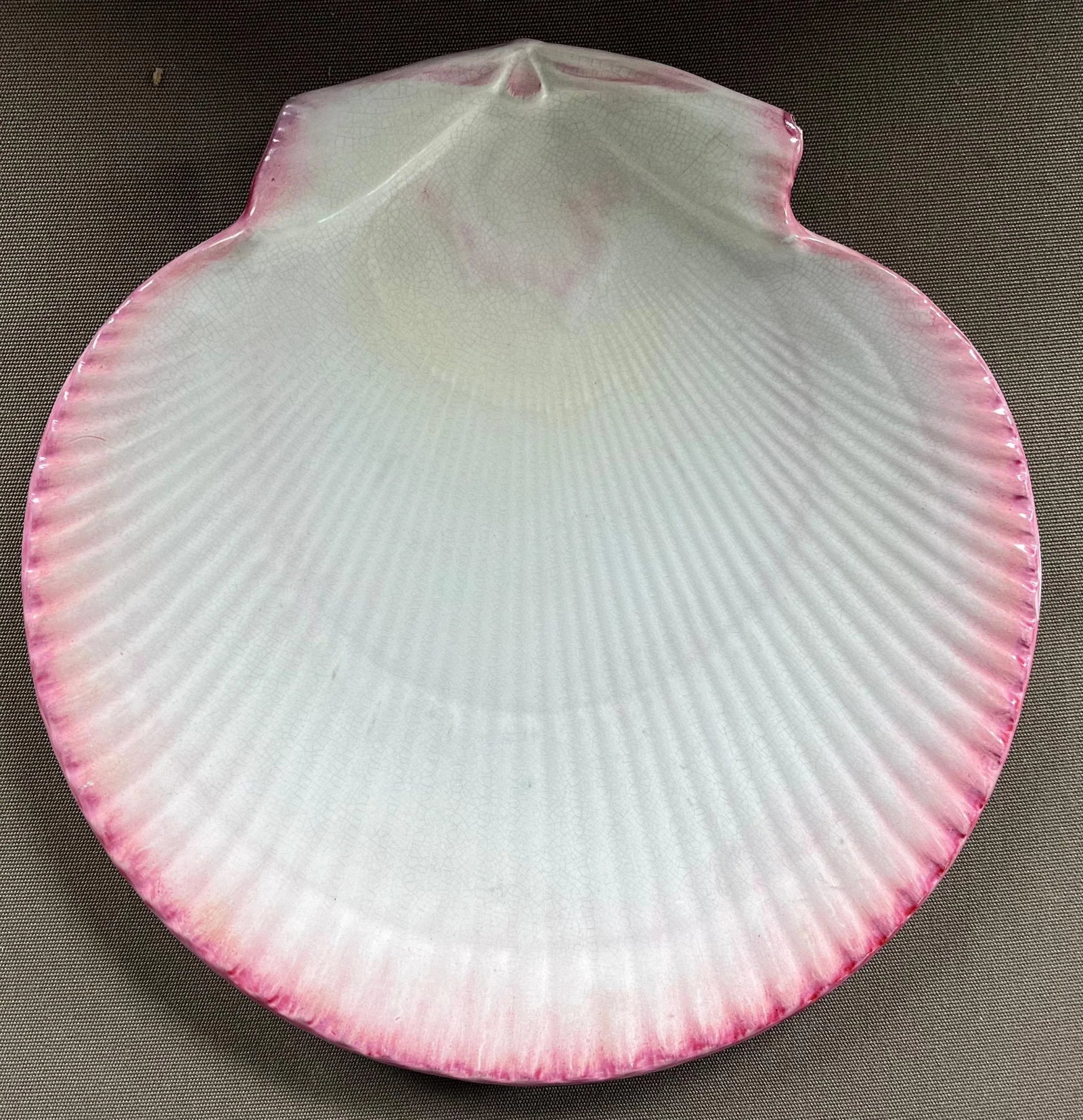 Antique 19th Century Wedgwood Pink Nautilus Pearlware Scallop Shell Dessert Dish or Plate - 4