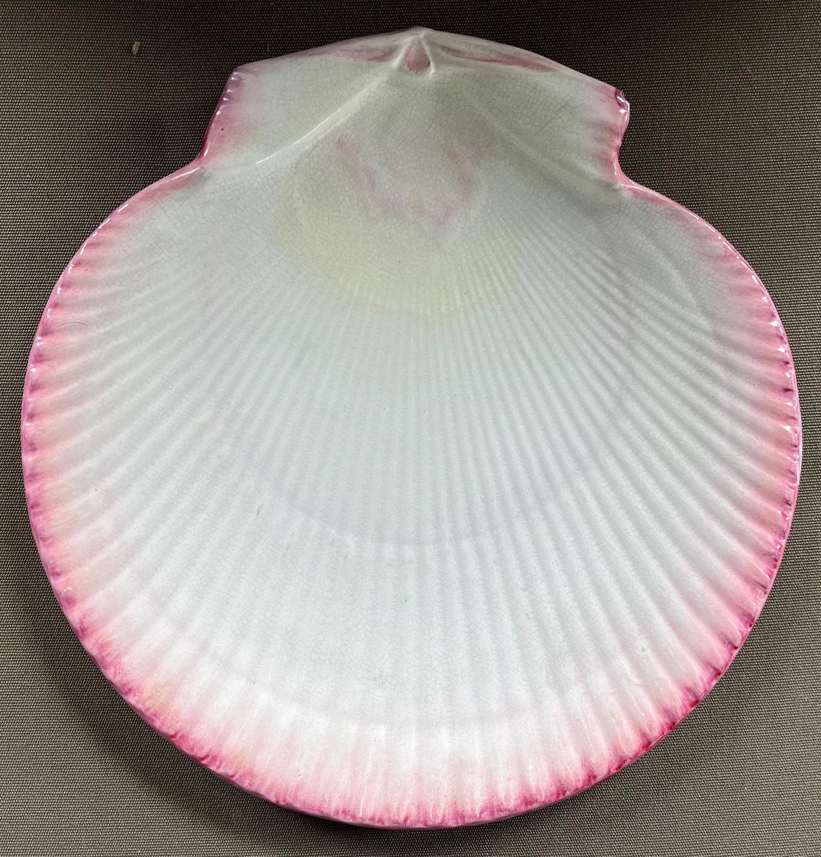 Antique 19th Century Wedgwood Pink Nautilus Pearlware Scallop Shell Dessert Dish or Plate - 8