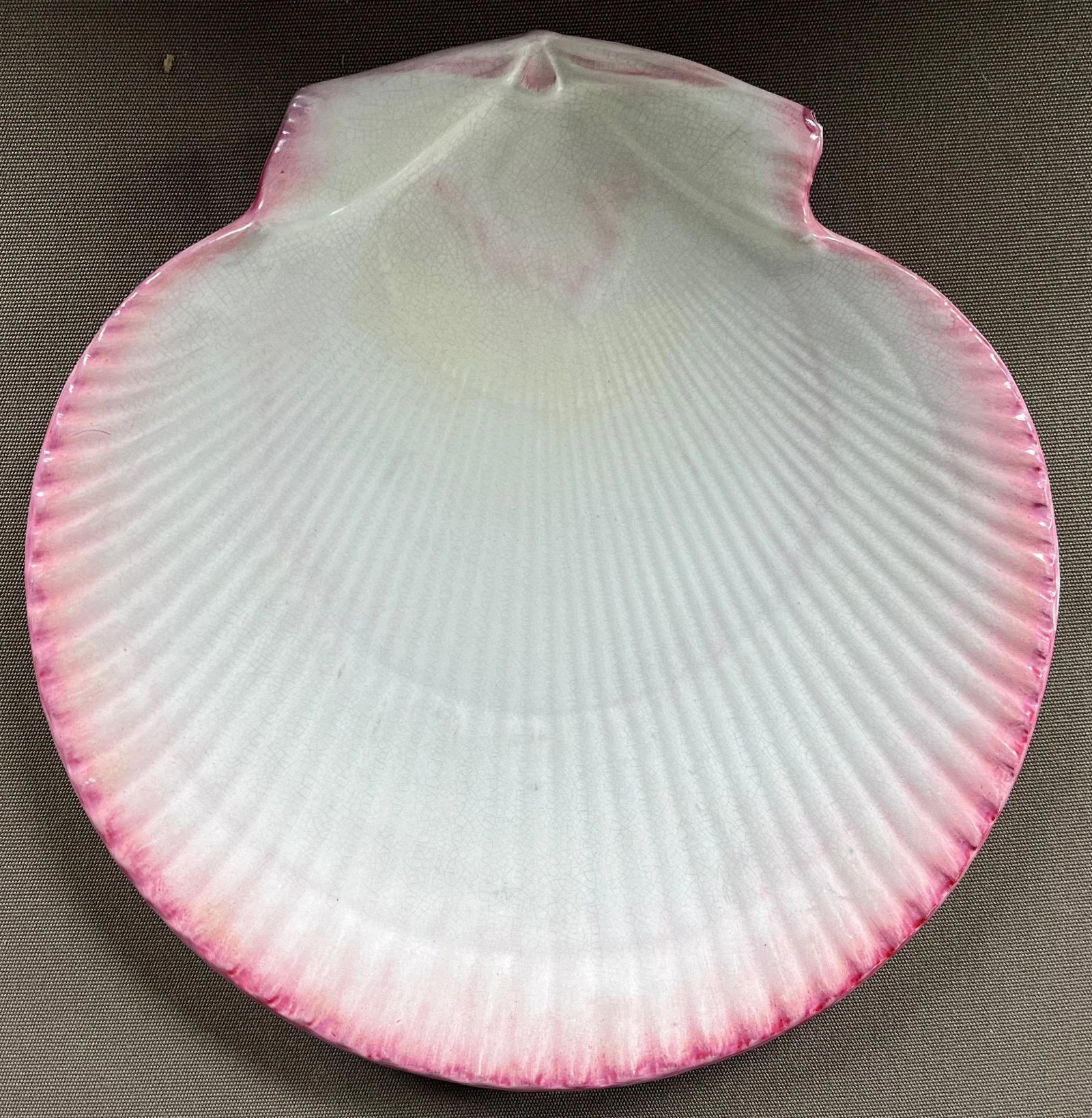 Antique 19th Century Wedgwood Pink Nautilus Pearlware Scallop Shell Dessert Dish or Plate - 9