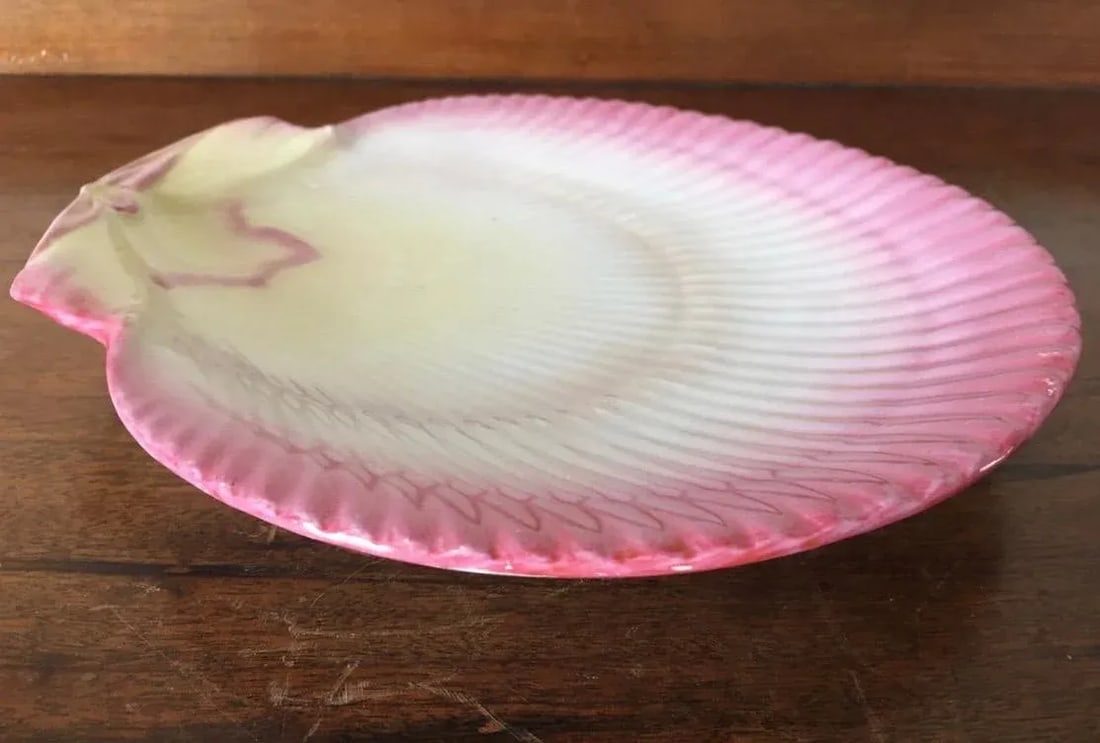 Antique 19th Century Wedgwood Pink Nautilus Pearlware Scallop Shell Dessert Dish - 7