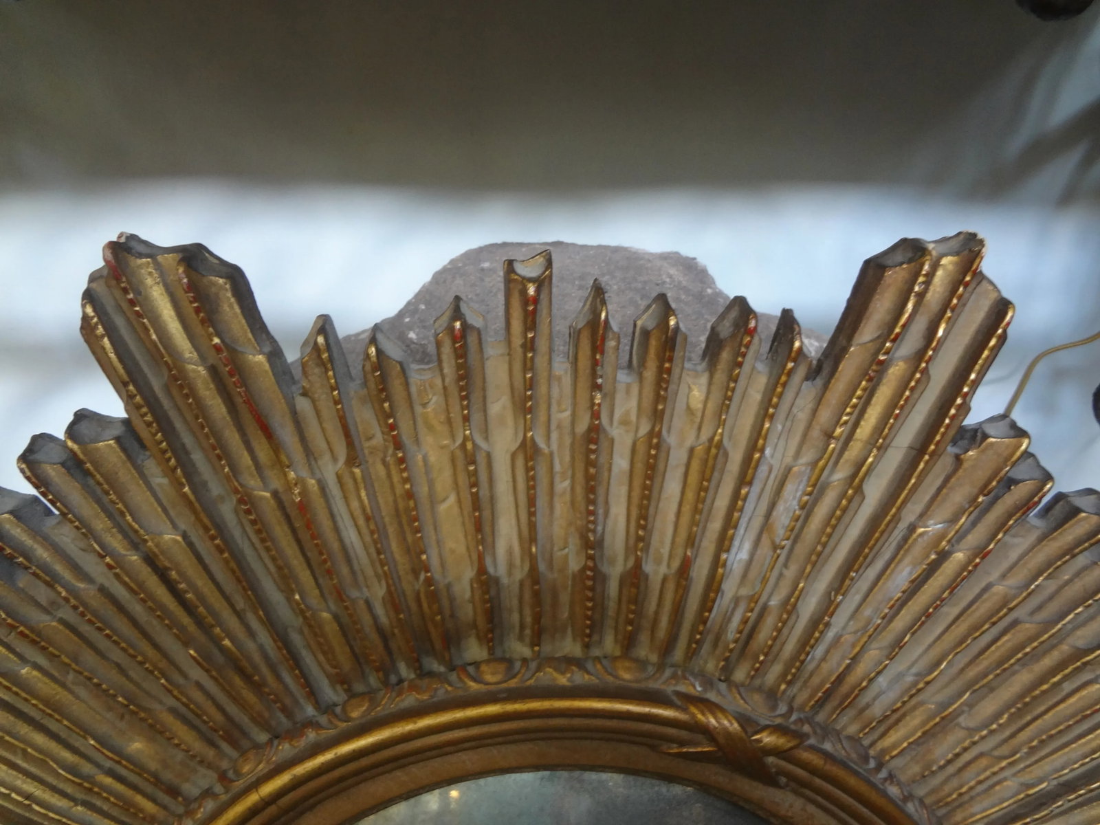 1940s French Giltwood Sunburst Convex Mirror - 3