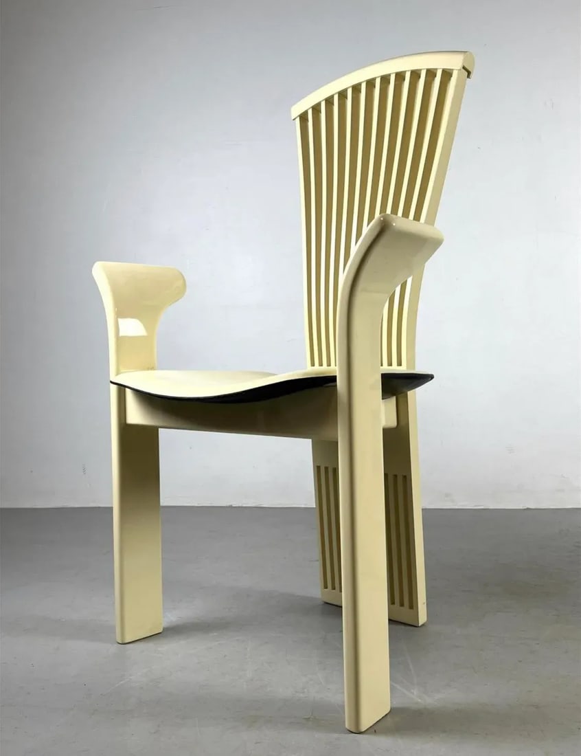 Late 20th Century Pietro Constantini Cream Lacquered Dining Chairs - a Pair - 7