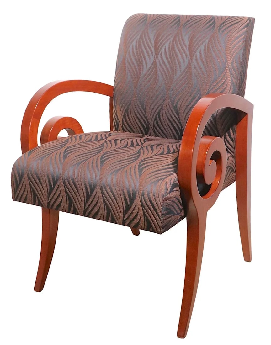 Pr. Decorative Scroll Arm Chairs by Bonaventure Furniture Industries - 4