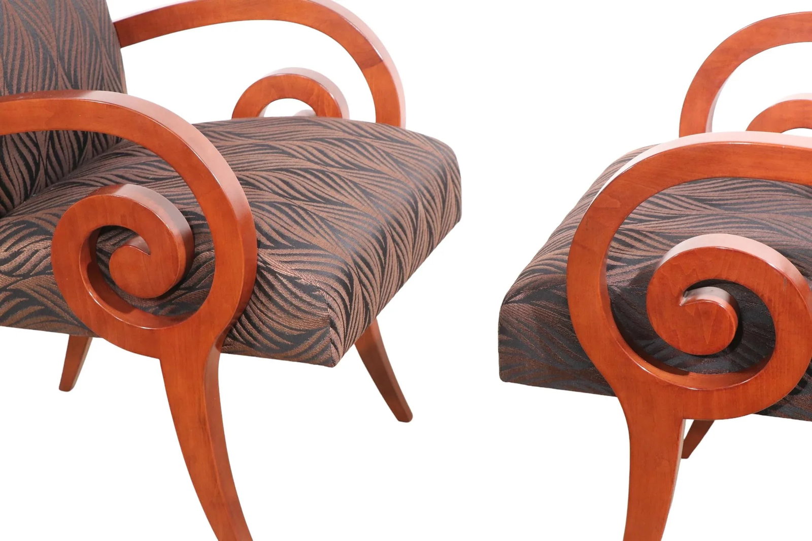 Pr. Decorative Scroll Arm Chairs by Bonaventure Furniture Industries - 6