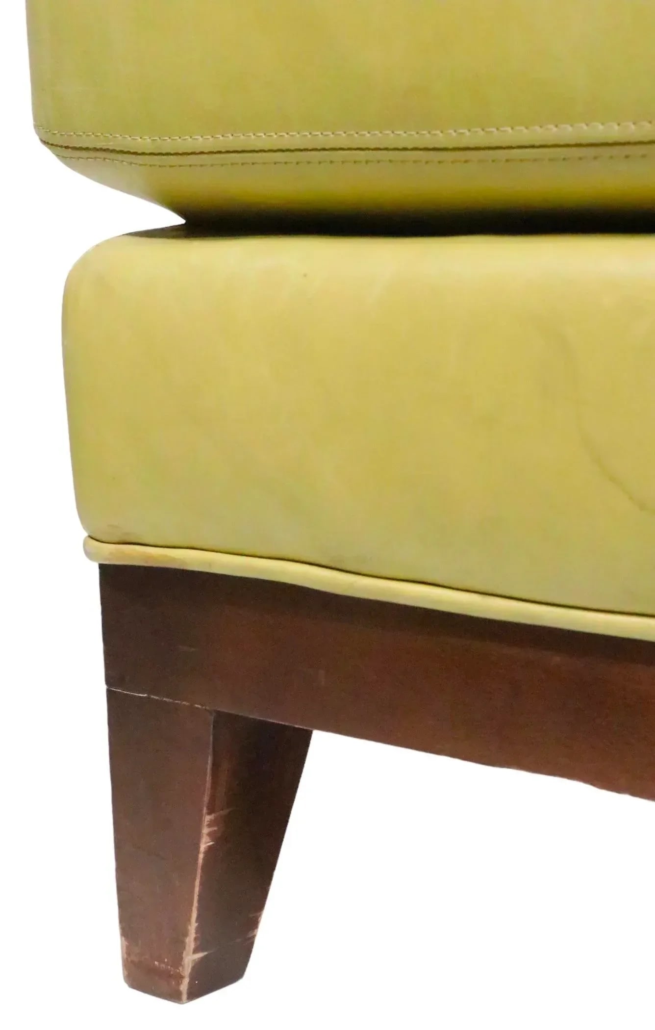 Pr. Leather Ottomans on Solid Wood Base C 1970/1980's - 2