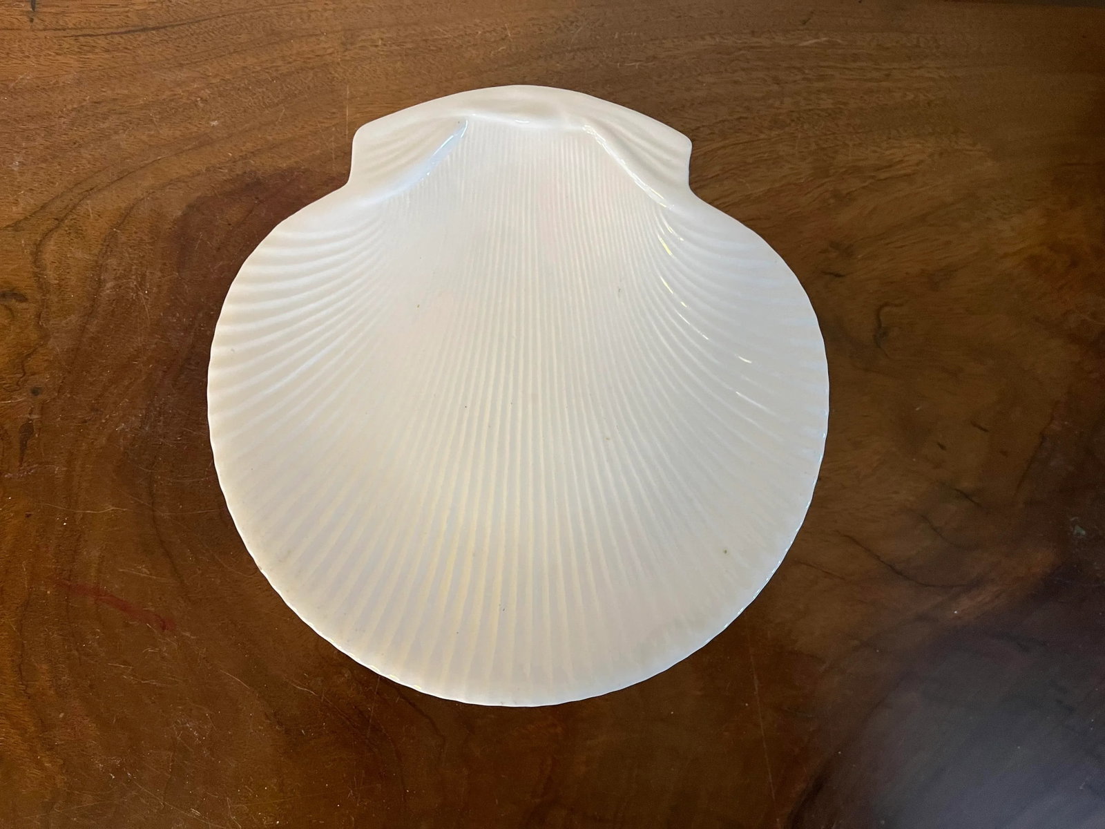 Antique French Porcelain Scallop Sea Shell Plates in White Blanc De Chine Glaze- Set of 6 - 4